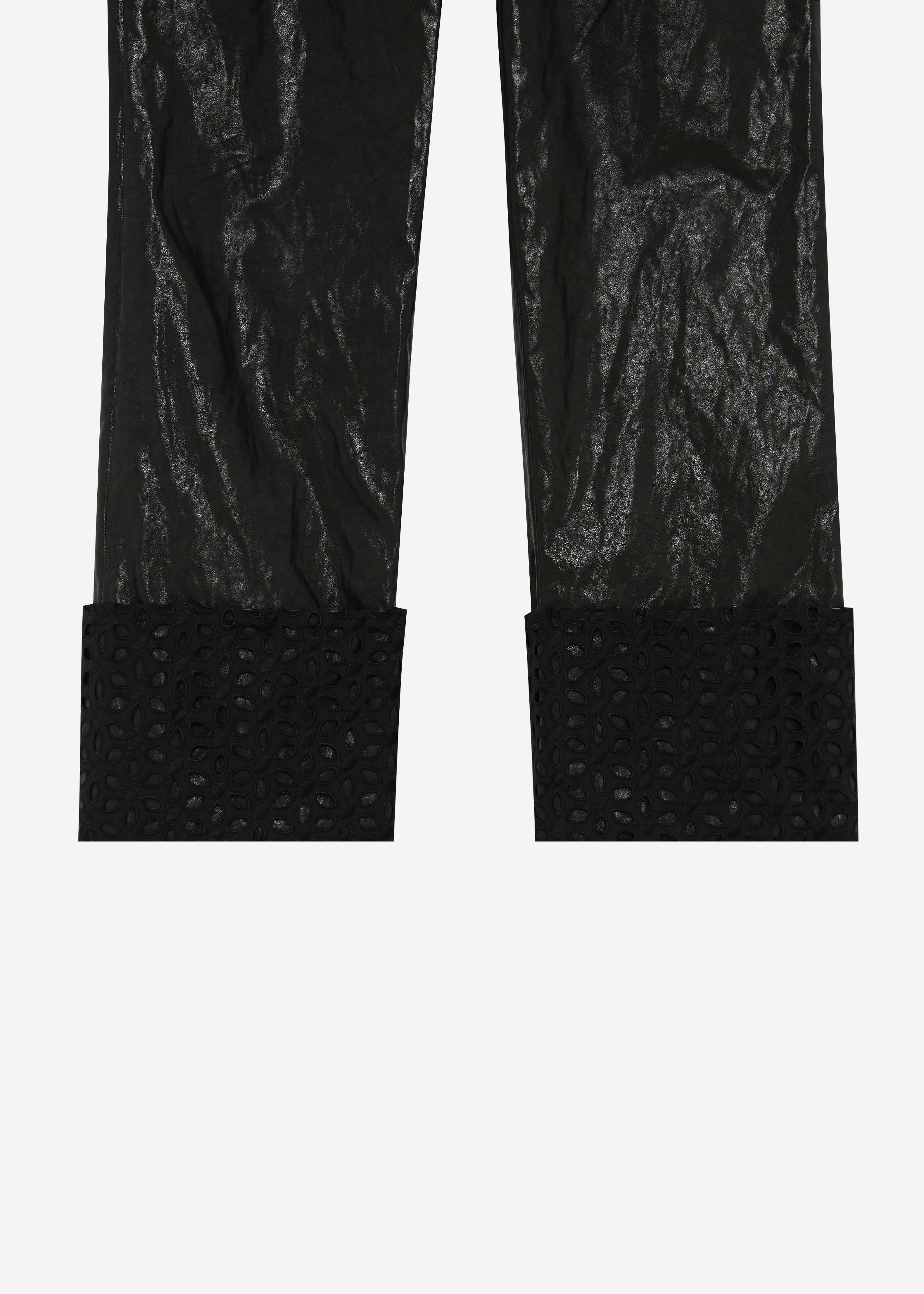 Eyelet-Trimmed Leather Trousers