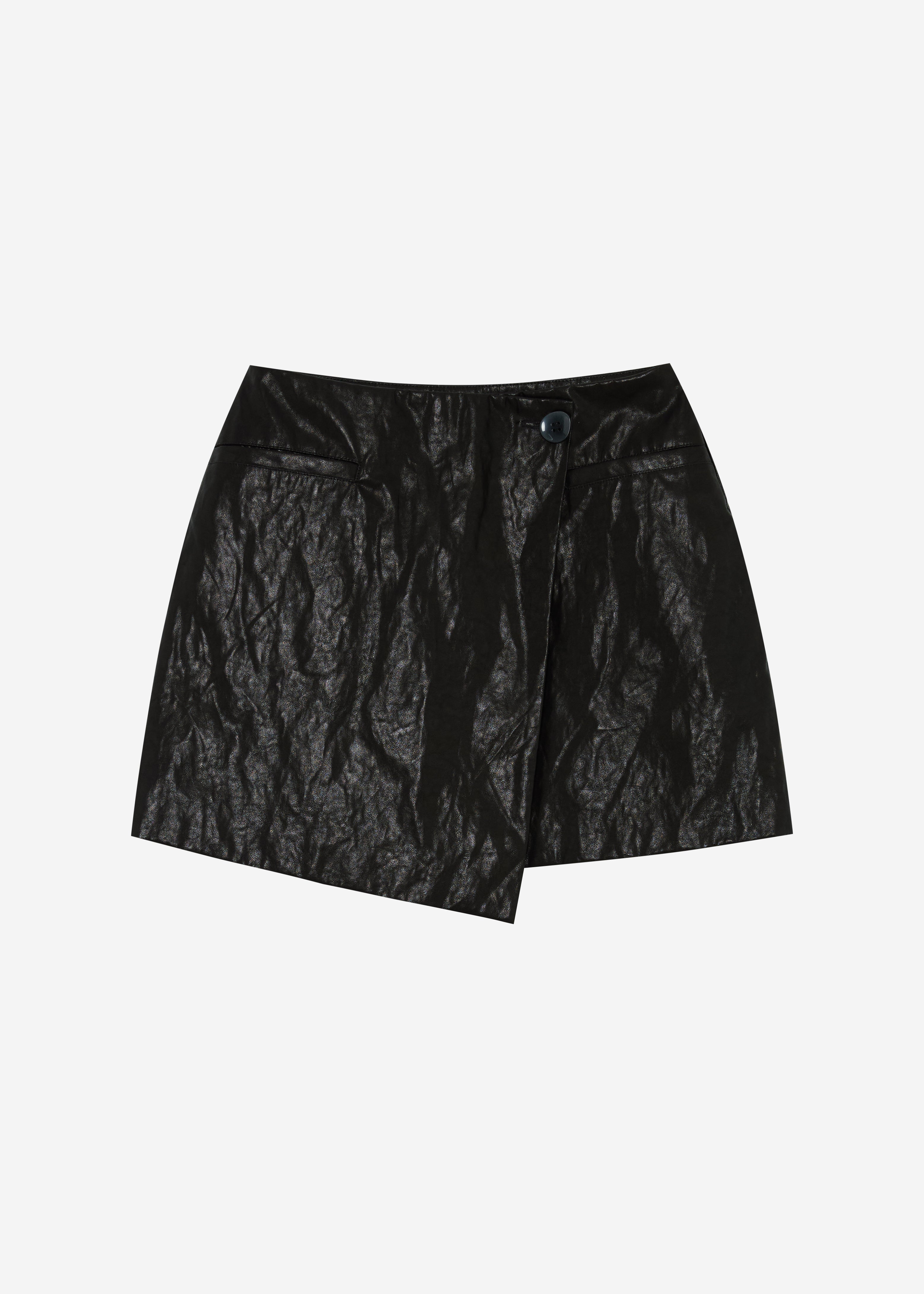 Black Leather Wrap Skirt