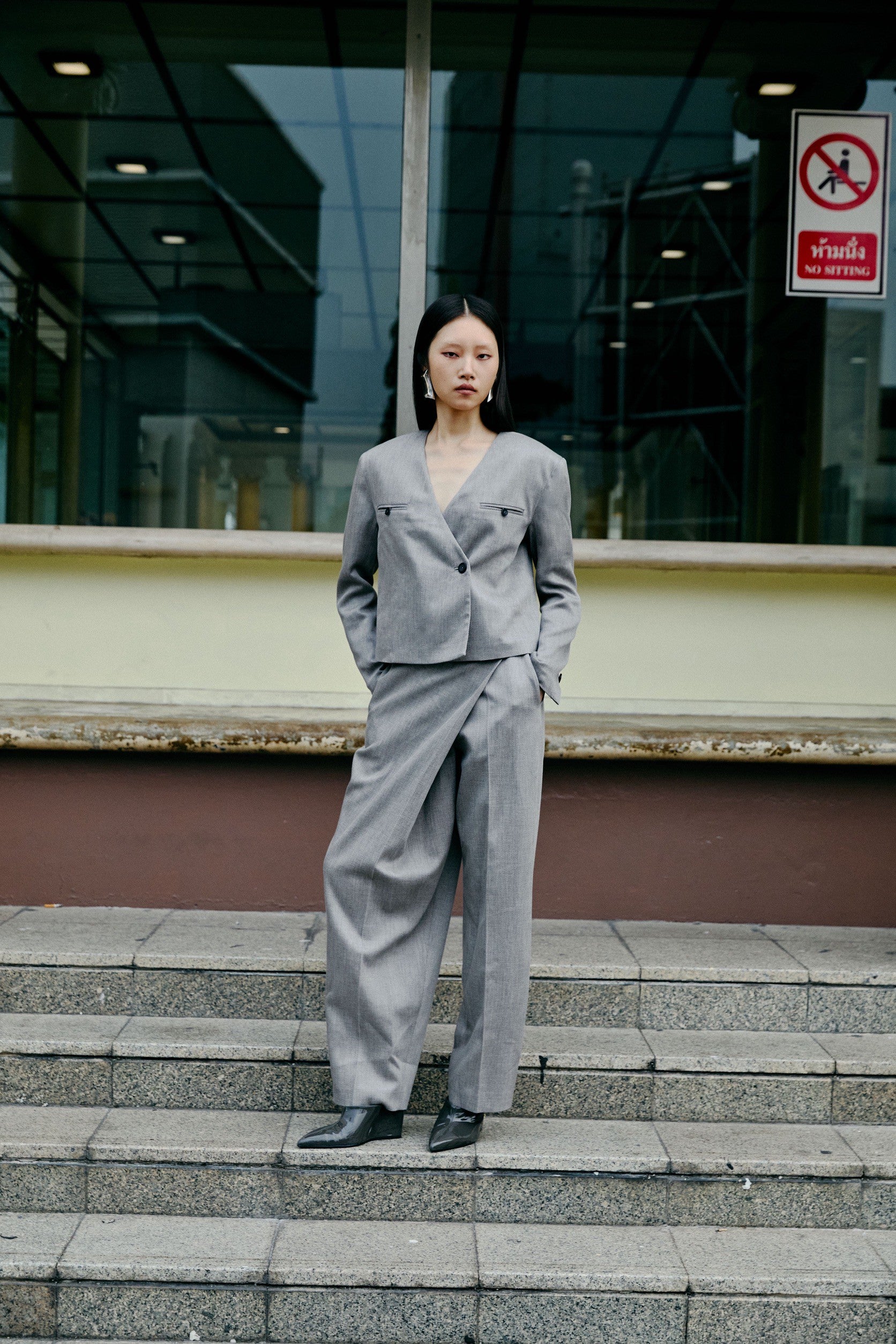 Layered Wrap-Panel Trousers