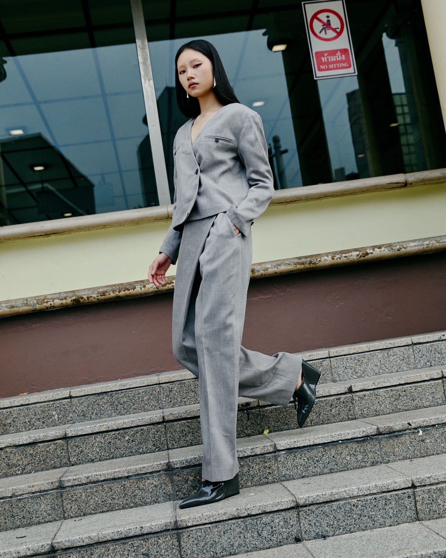 Layered Wrap-Panel Trousers