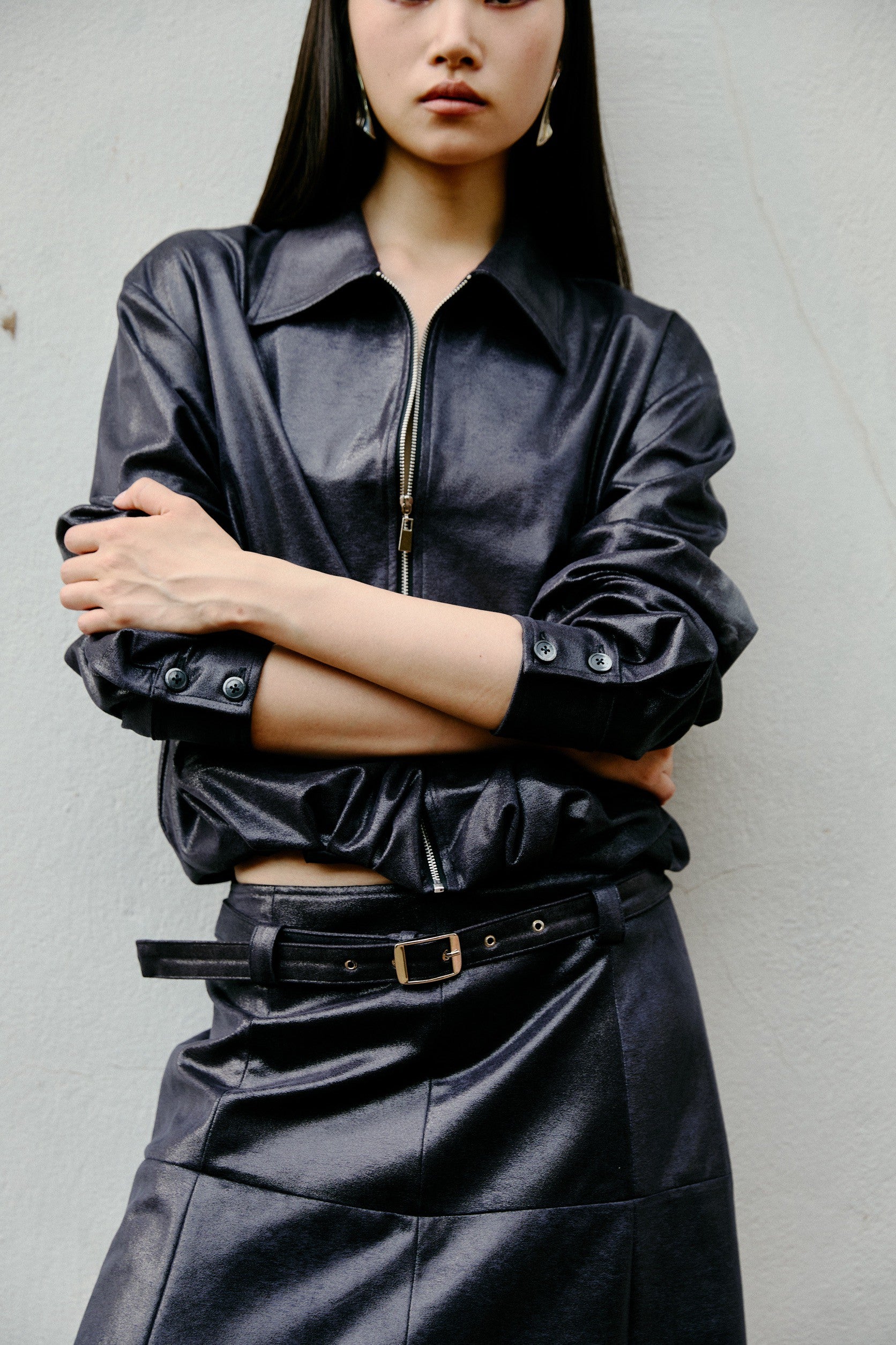 Lightweight Shimmer Zip Jacket