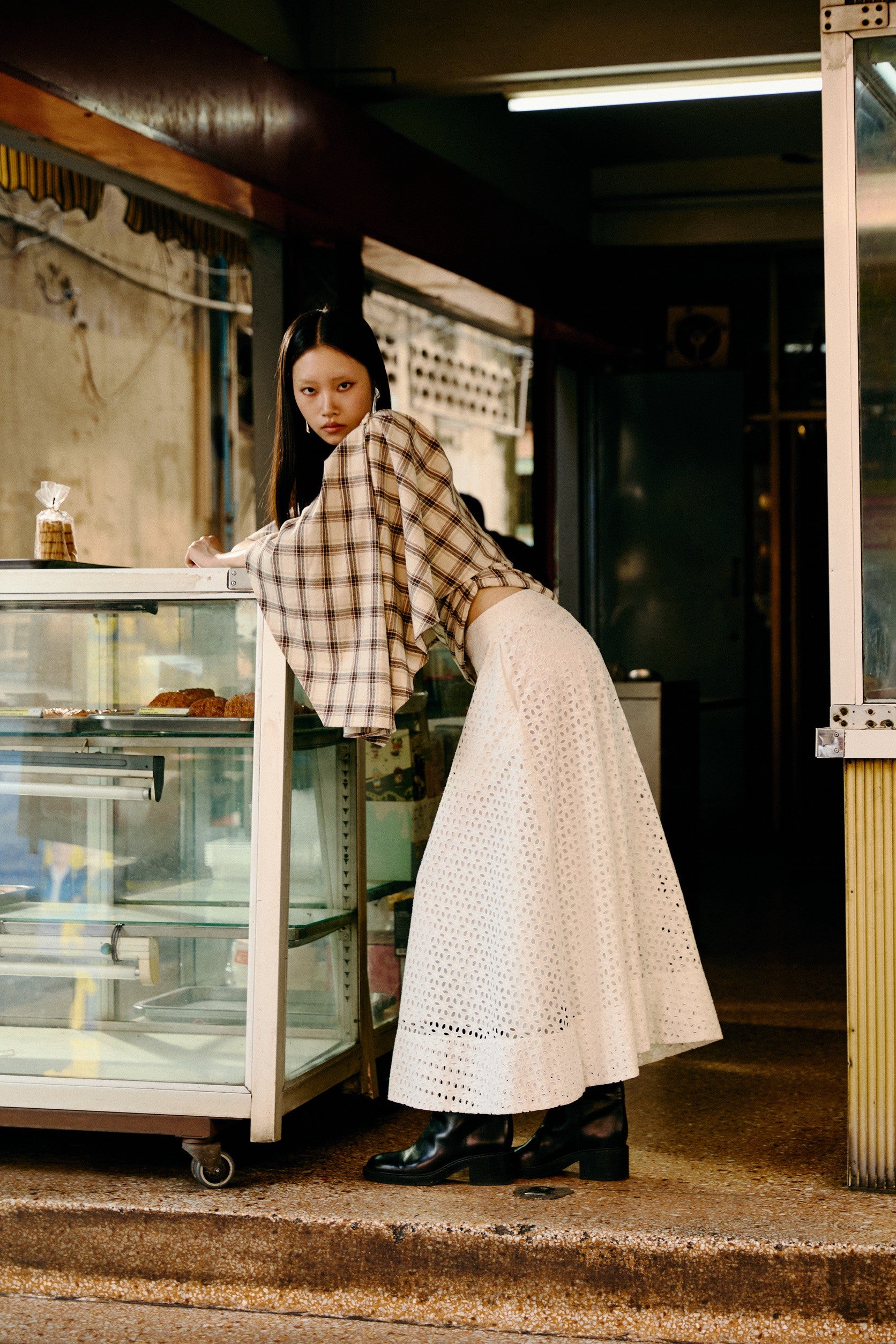 White Eyelet A-Line Skirt