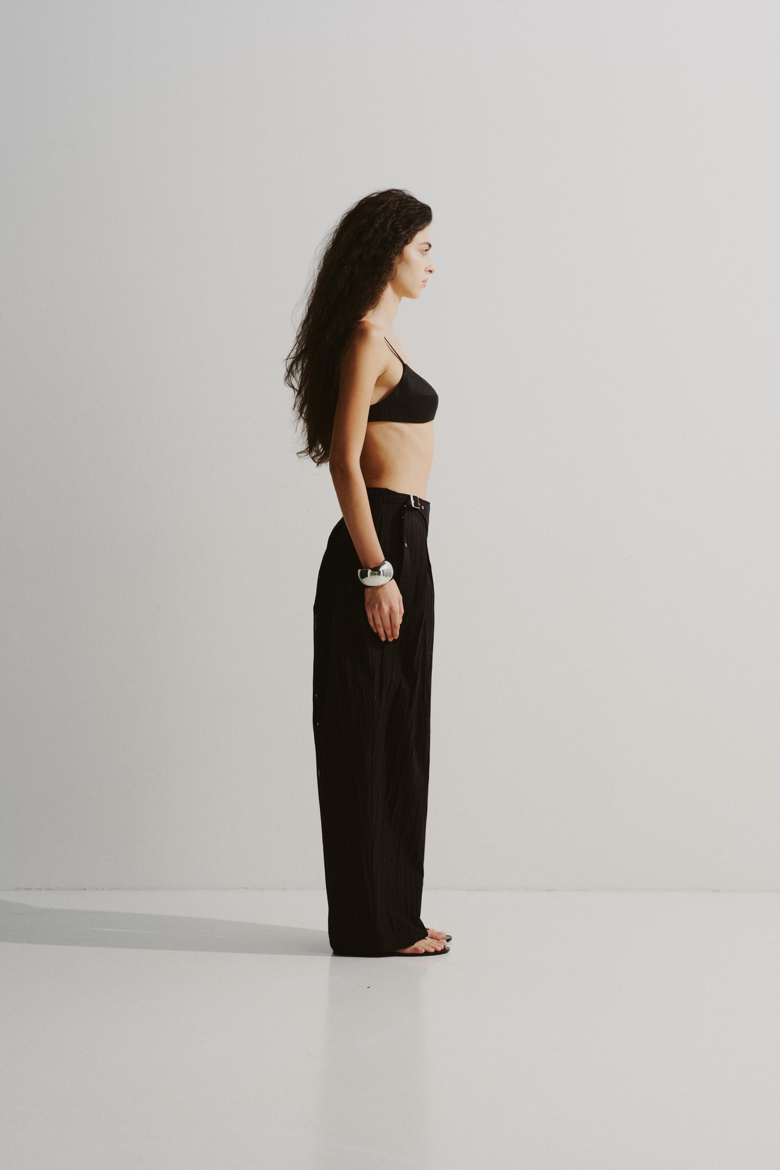 Strap-Detail Pleated Trousers