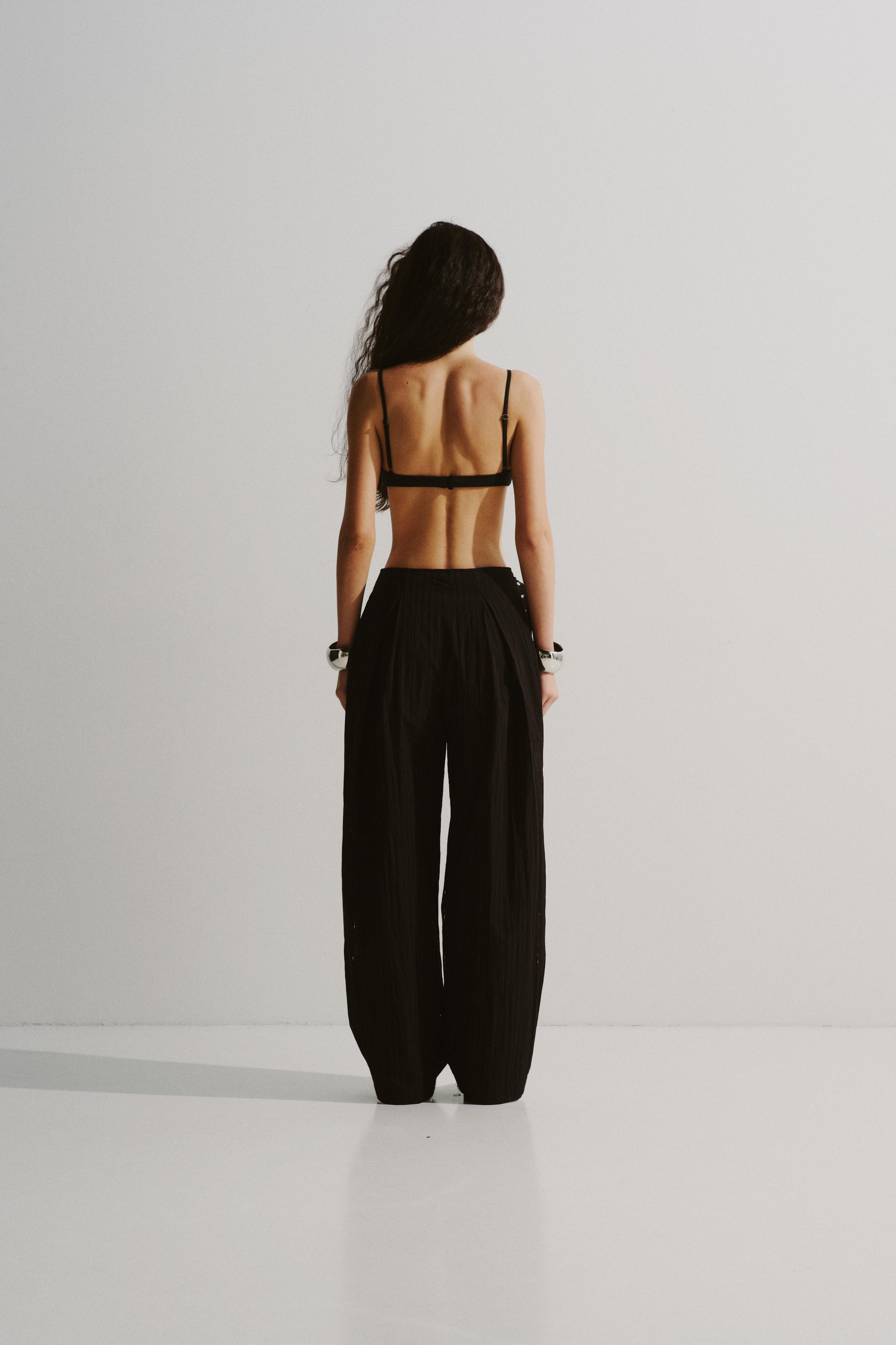 Strap-Detail Pleated Trousers