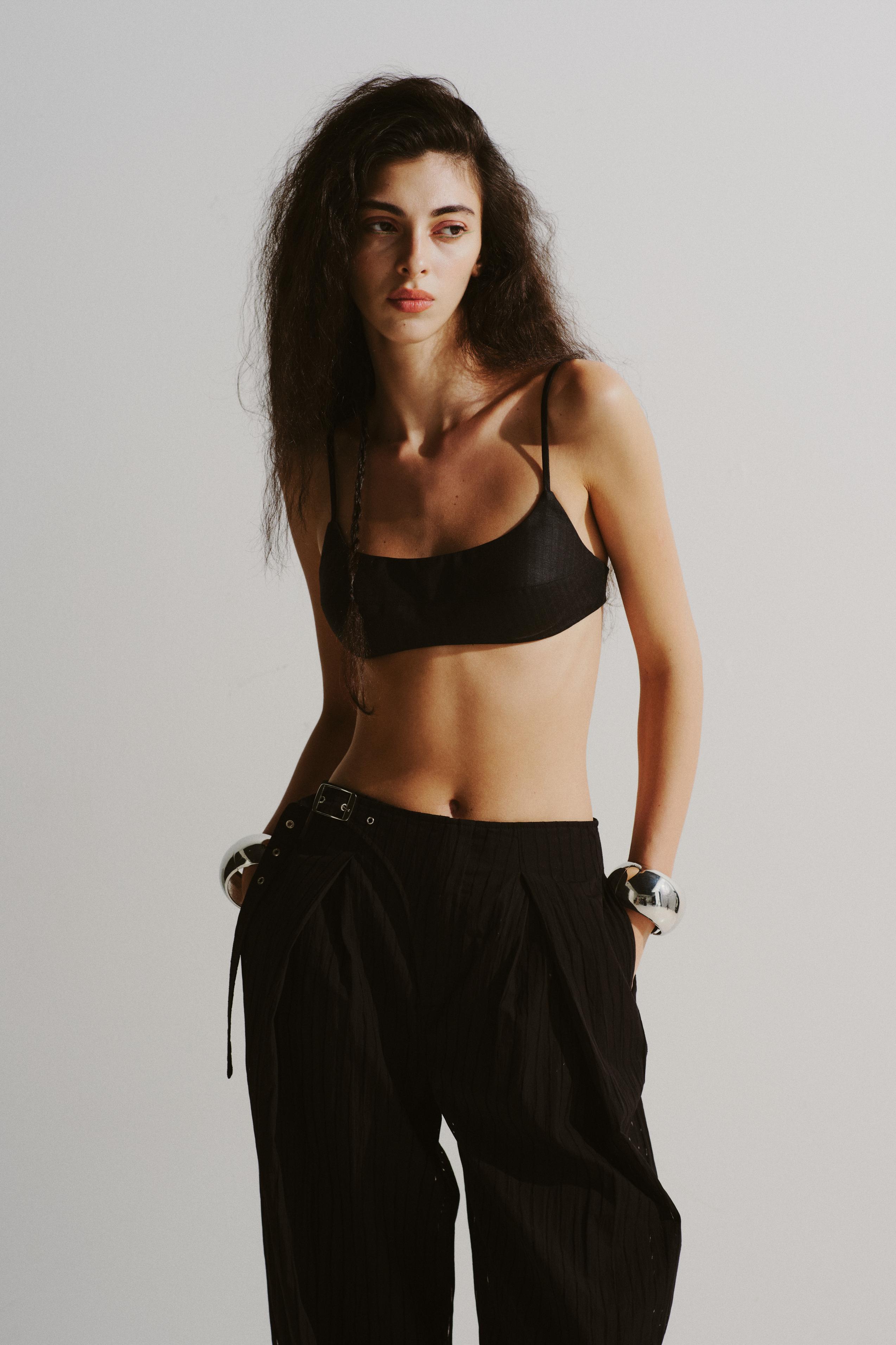 Strap-Detail Pleated Trousers