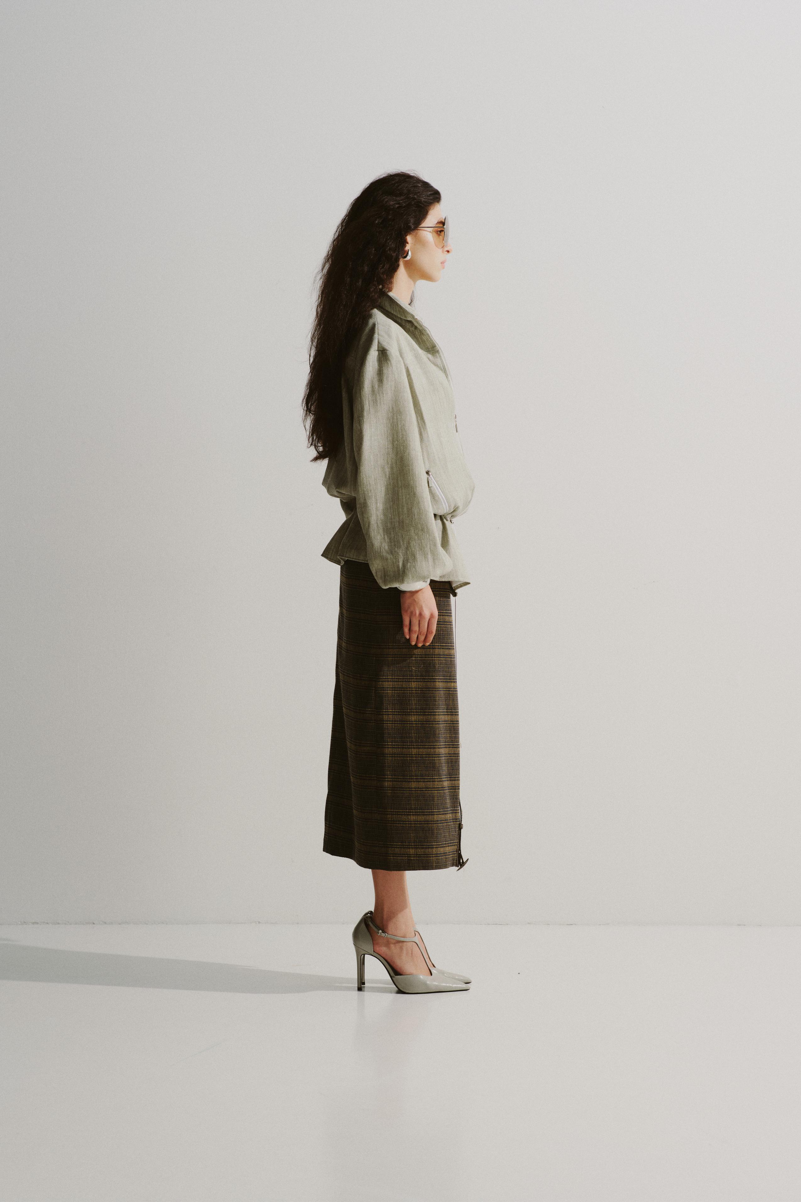 Funnel-Collar Drawstring Jacket