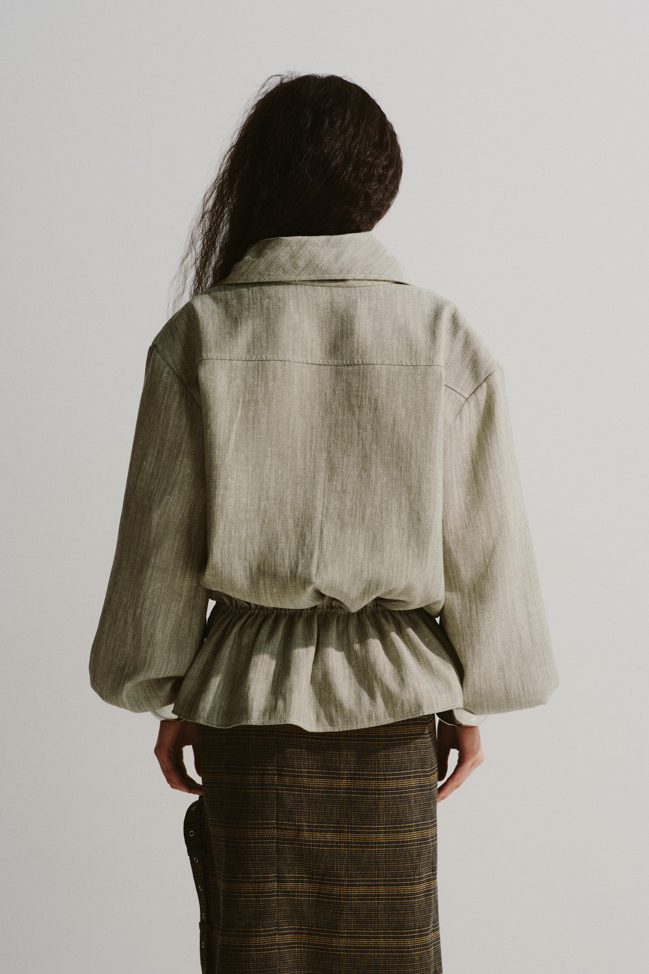 Funnel-Collar Drawstring Jacket