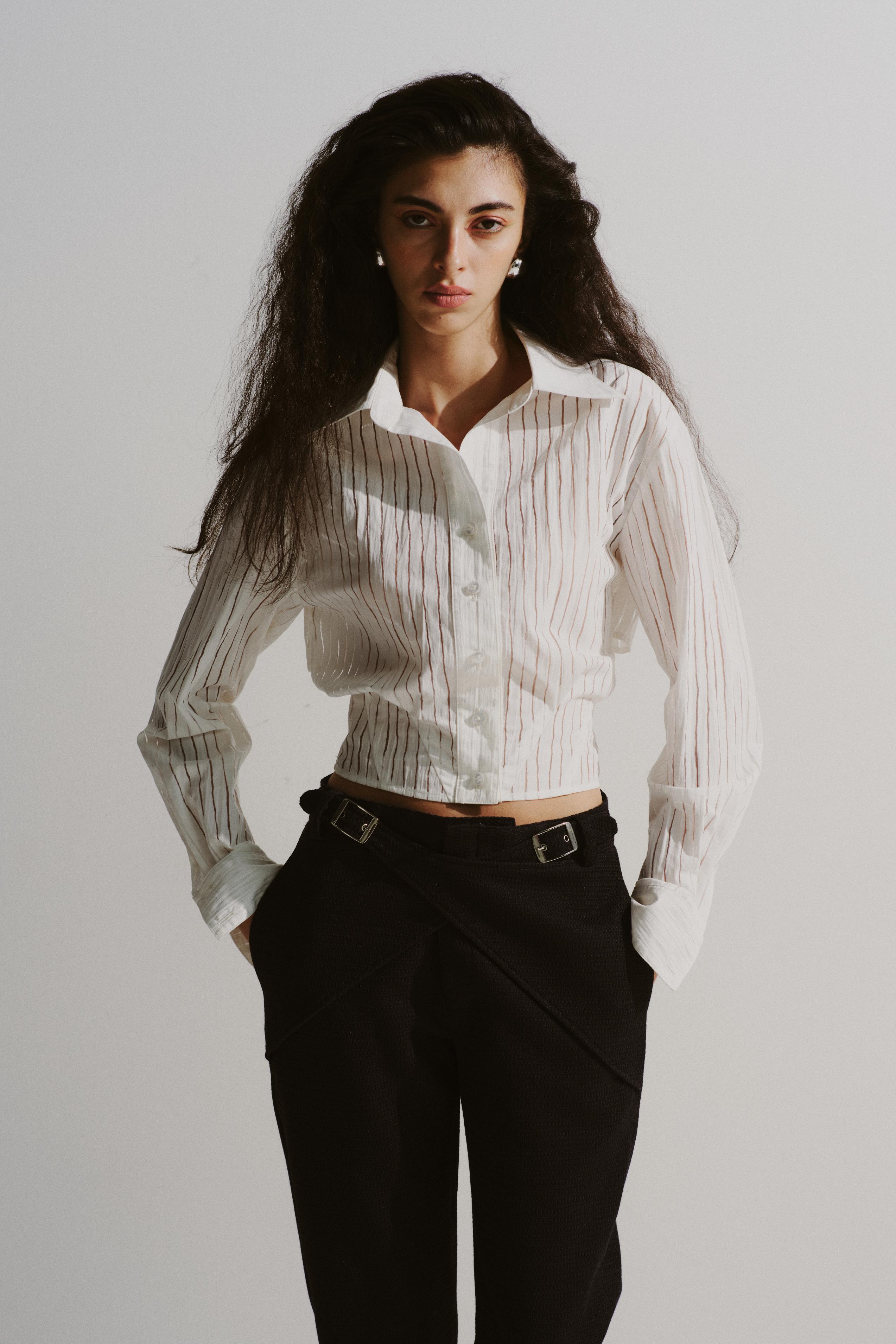 Belted Open-Back Shirt