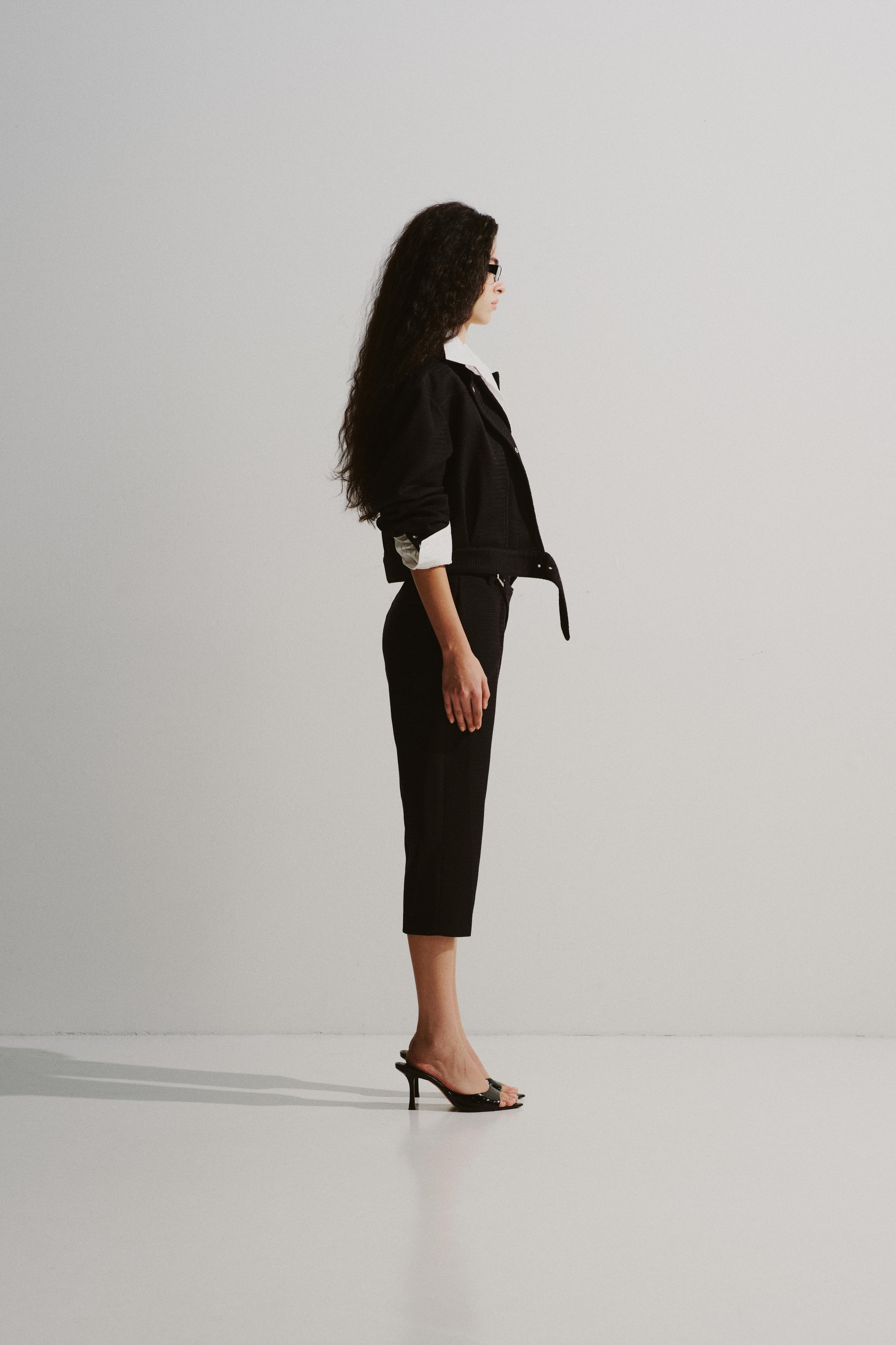 Belted Knit Cropped Jacket