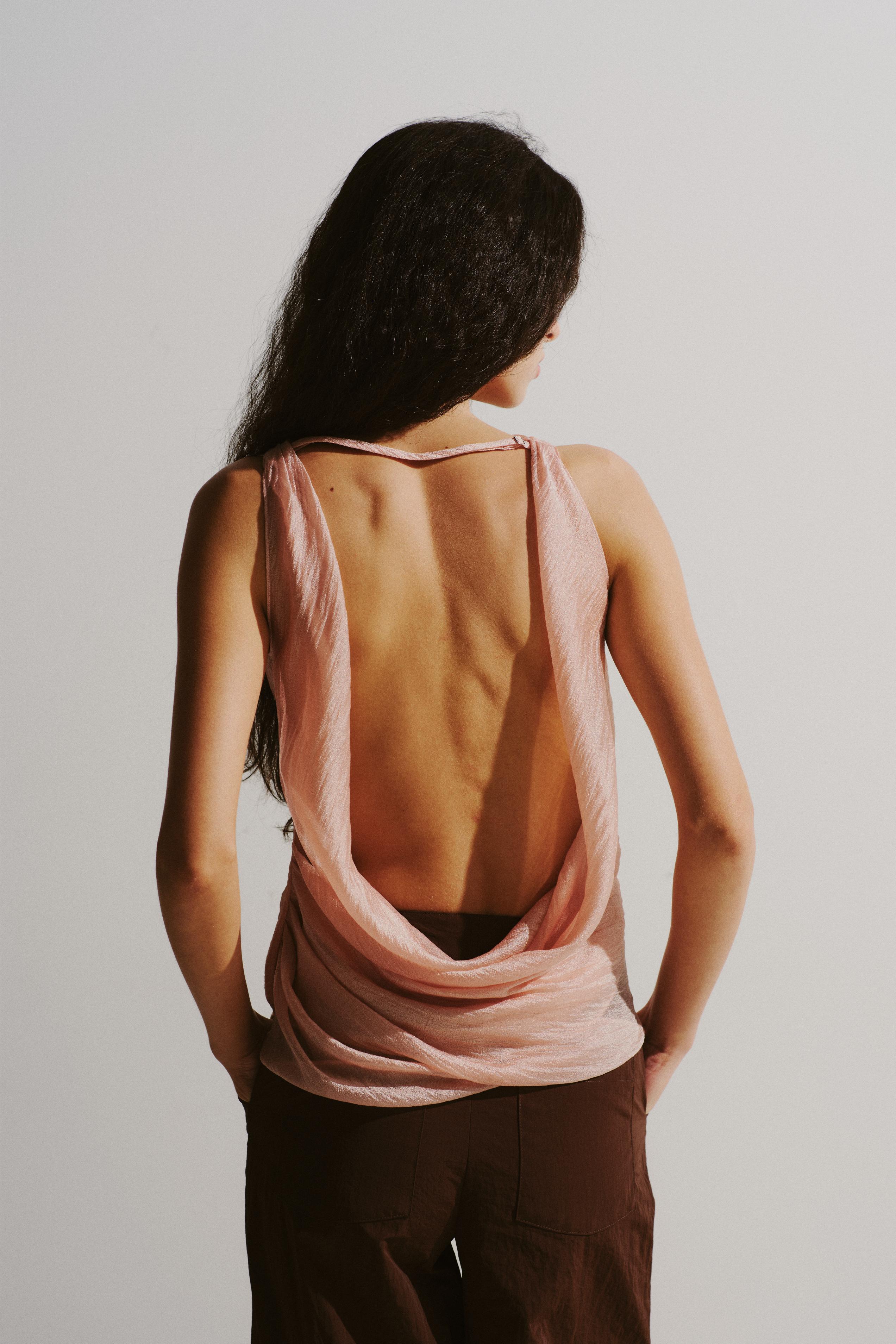 Blush Draped Cowl Neck Top