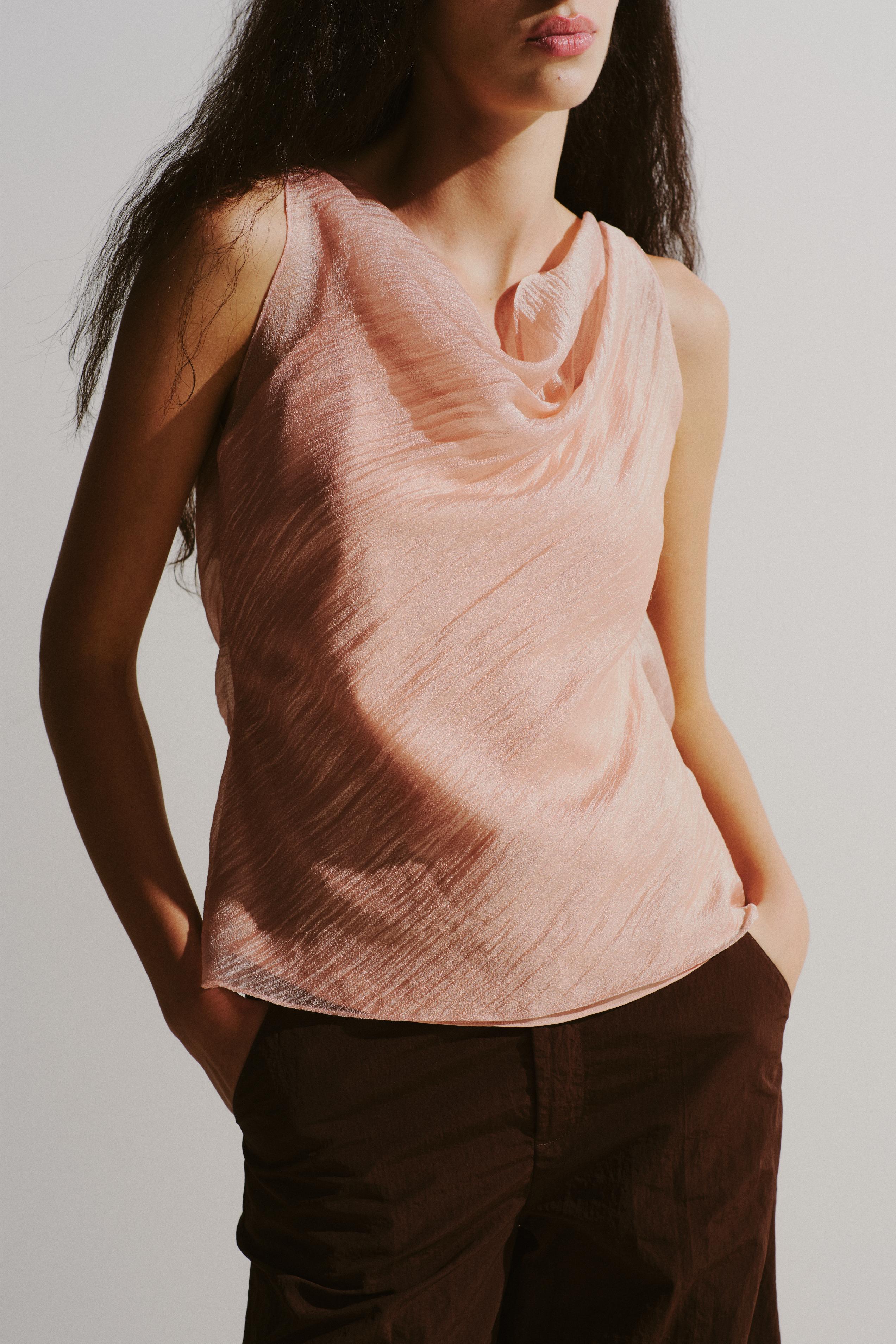 Blush Draped Cowl Neck Top