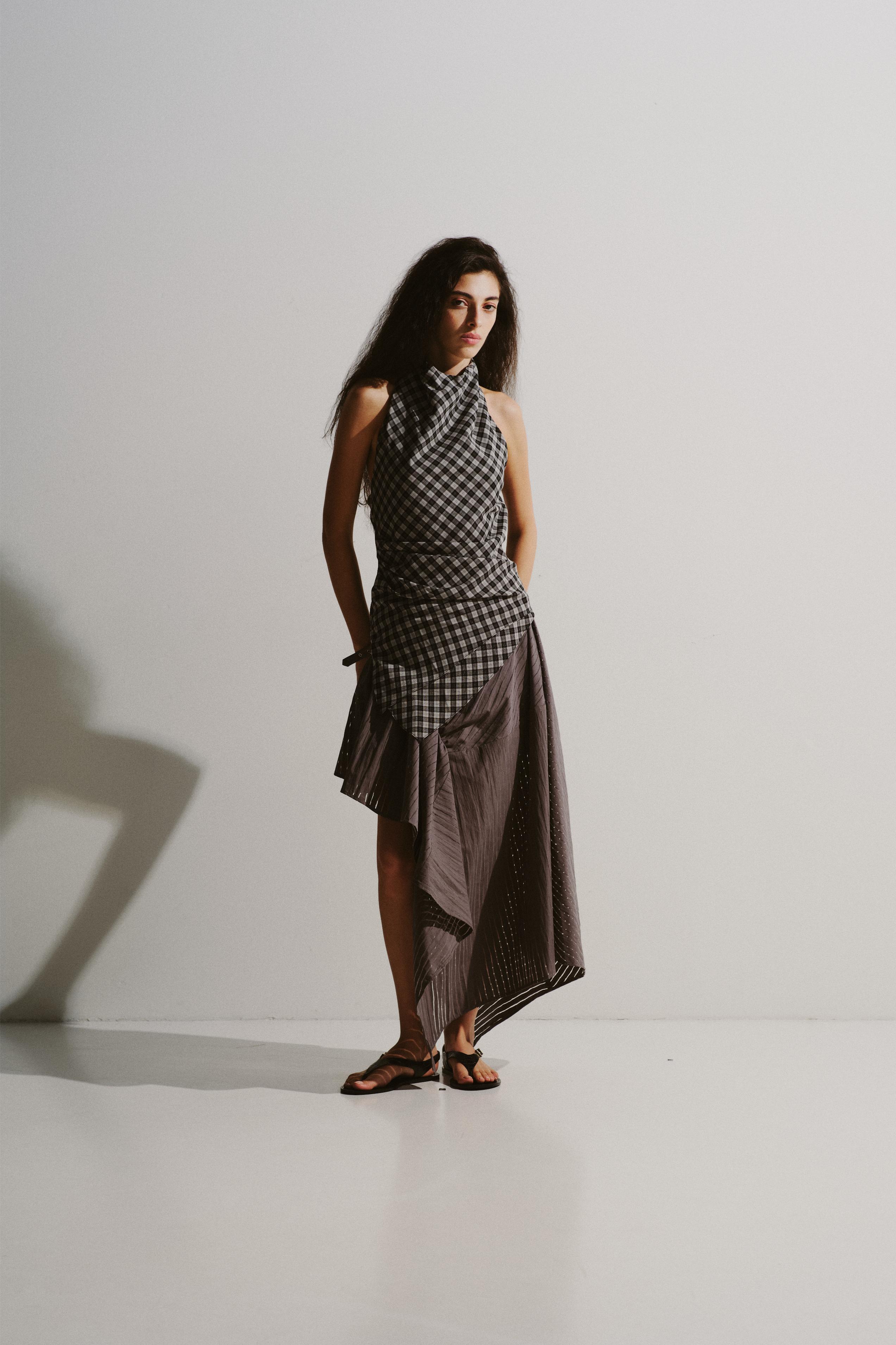 Asymmetric Pinstripe Skirt
