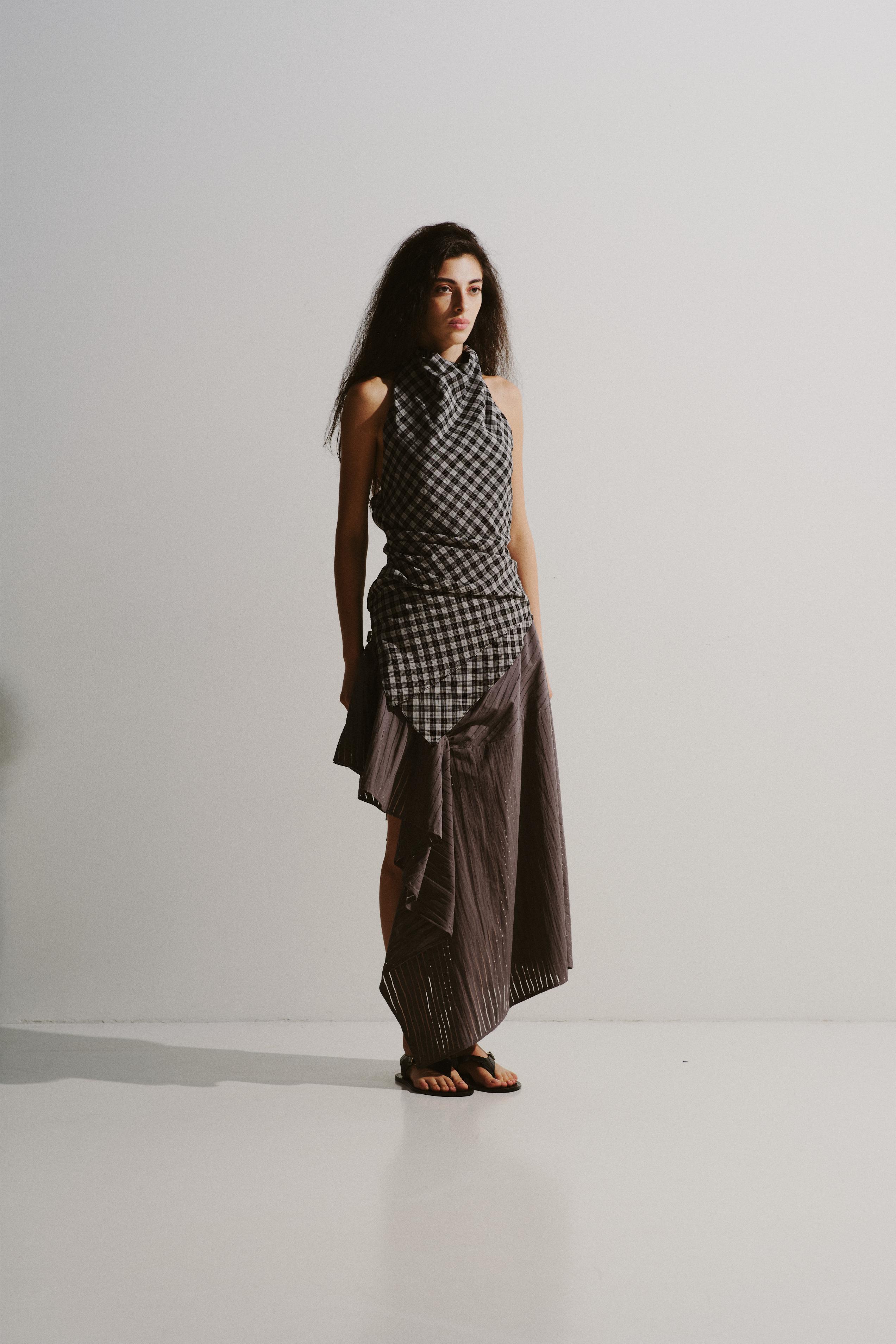 Asymmetric Pinstripe Skirt