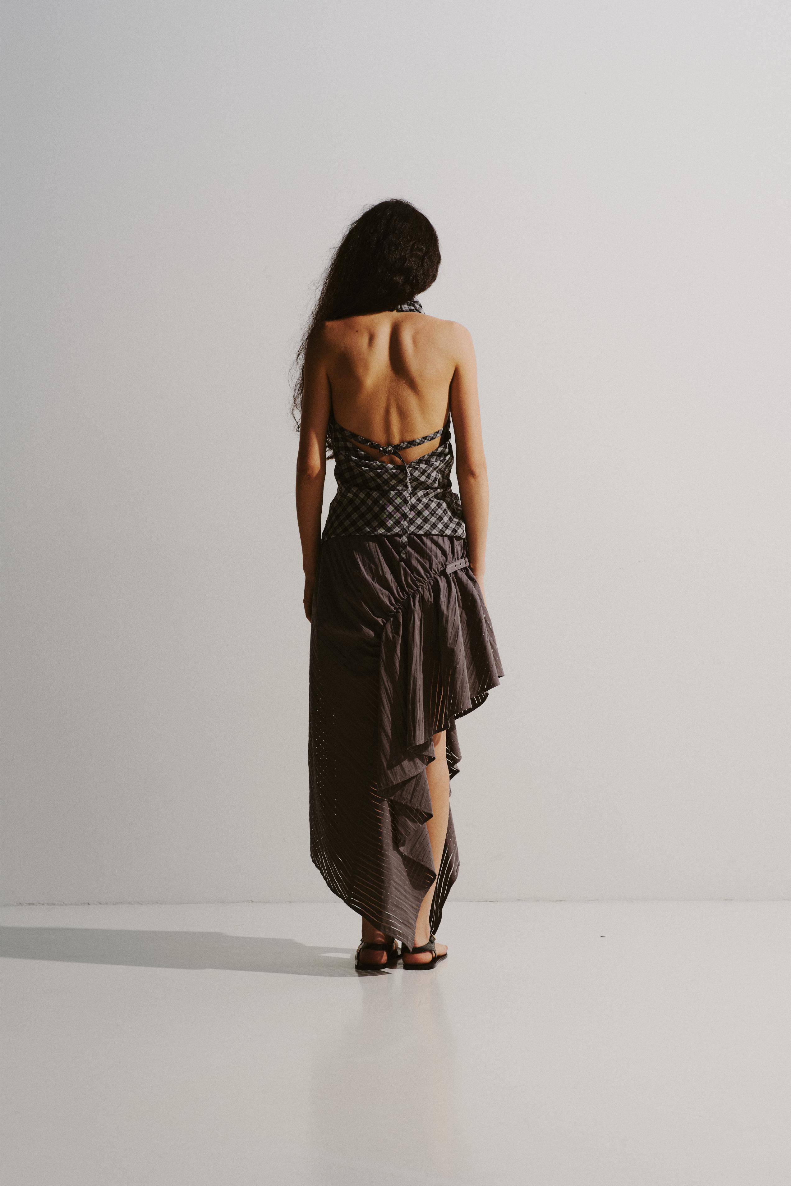 Asymmetric Pinstripe Skirt