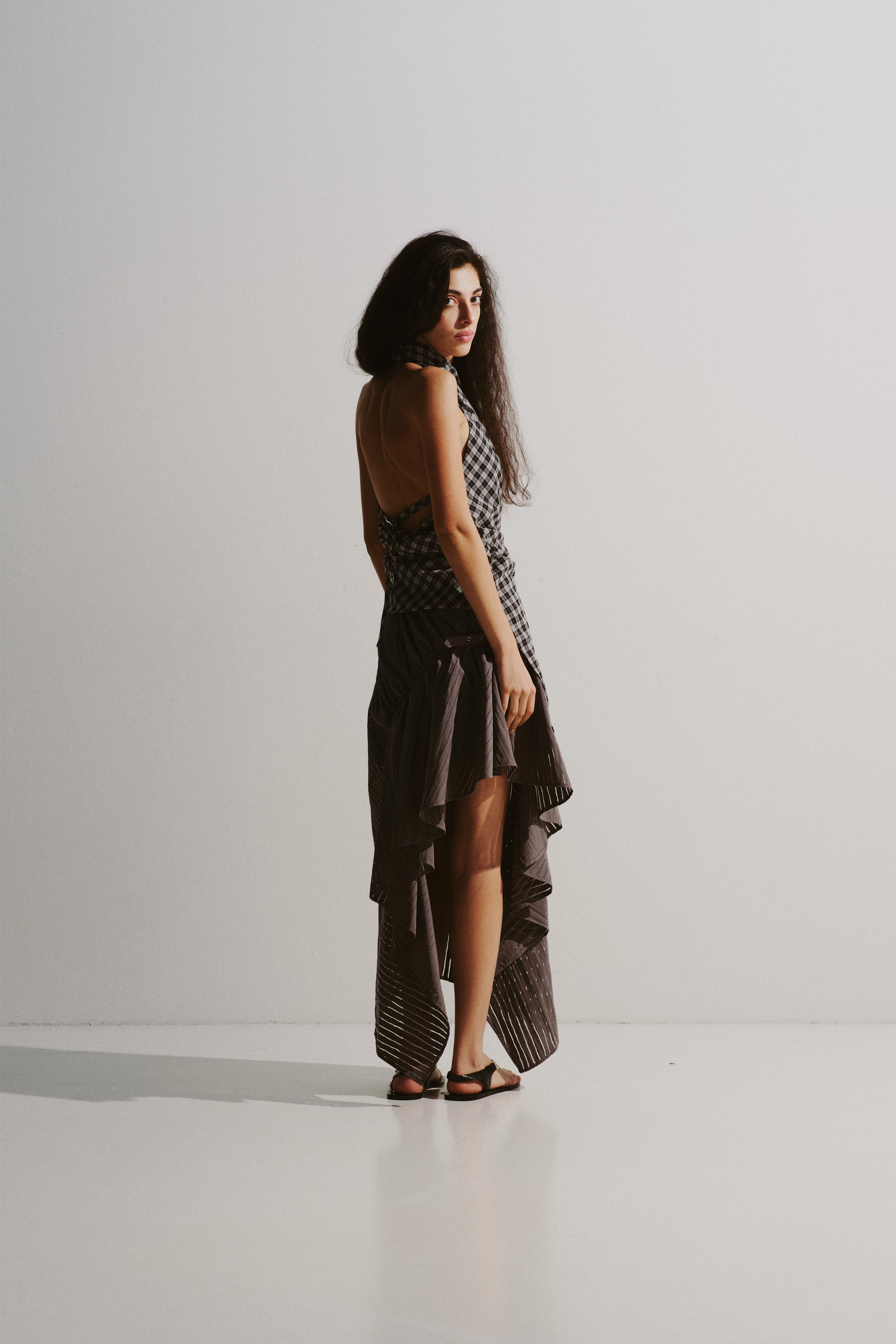 Draped Gridline Halter Top