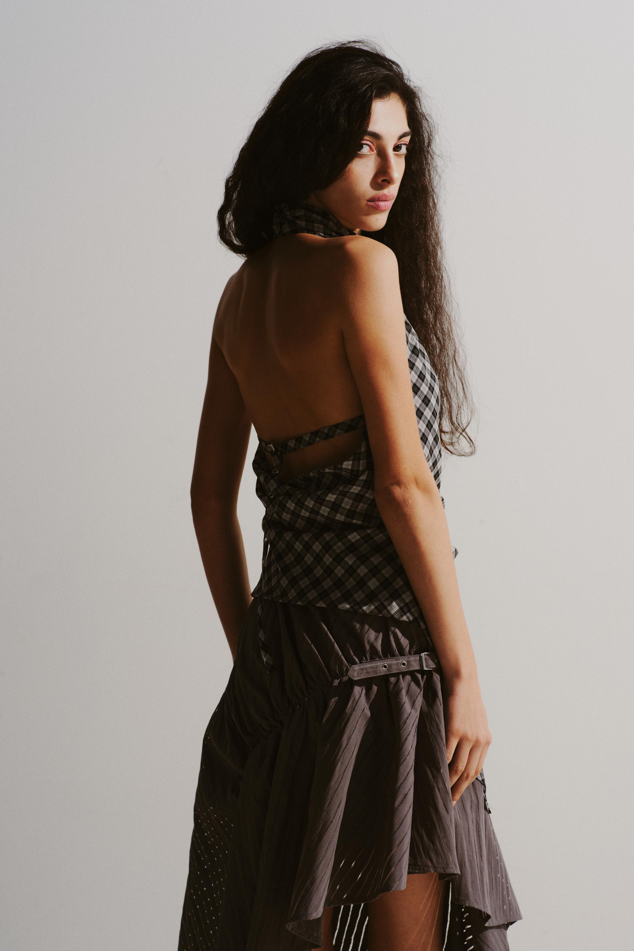 Asymmetric Pinstripe Skirt