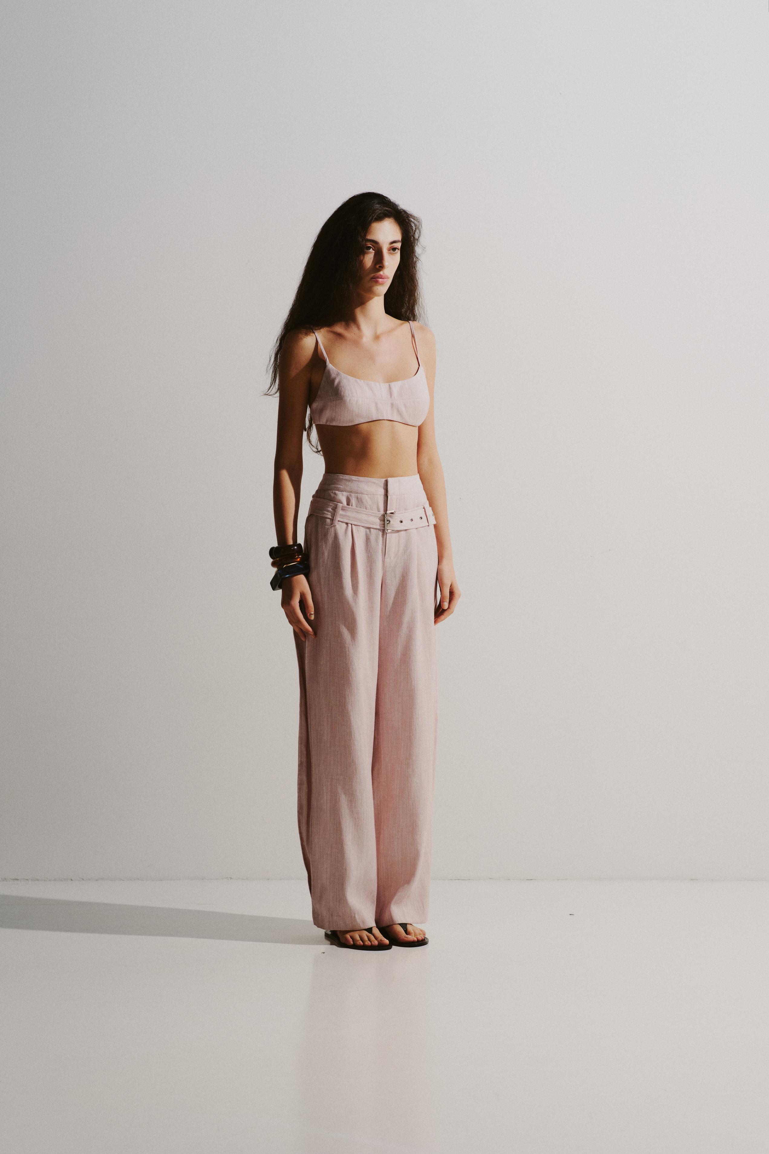 Hip-Belt Linen Trousers