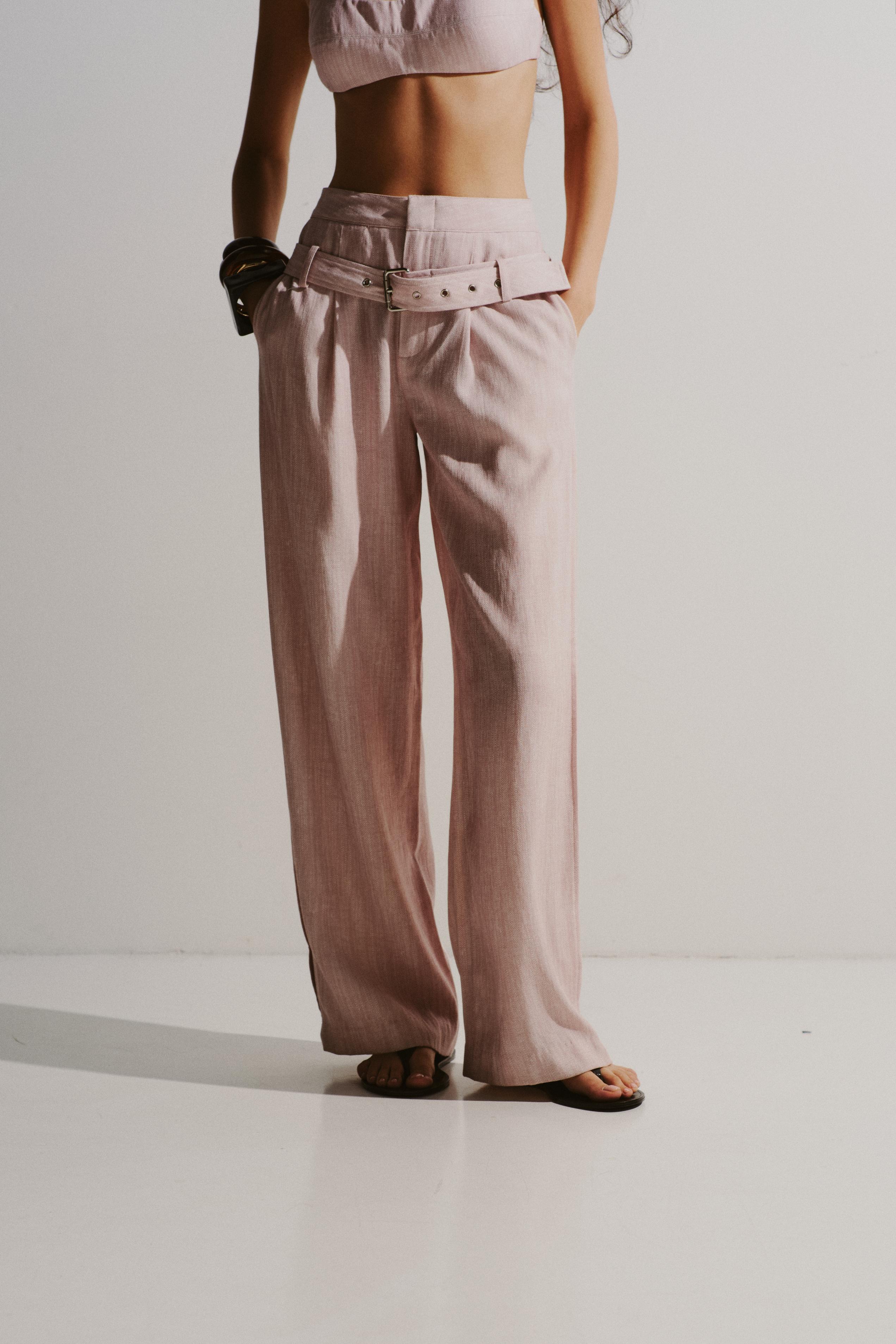 Hip-Belt Linen Trousers