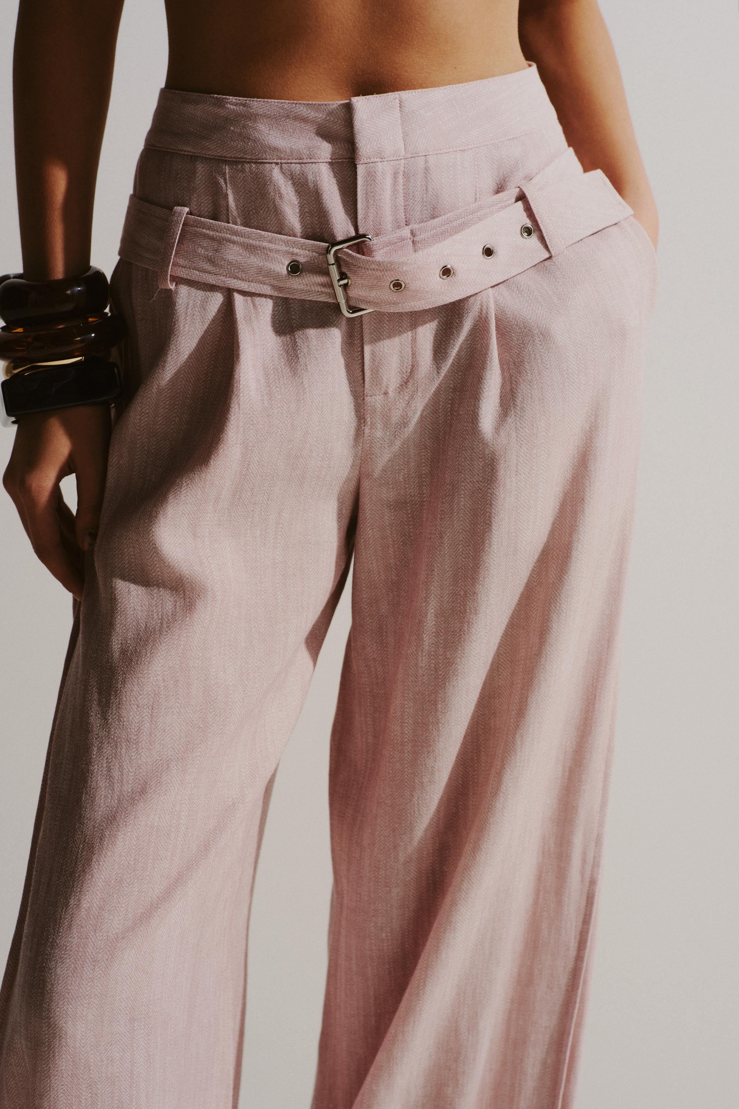 Hip-Belt Linen Trousers