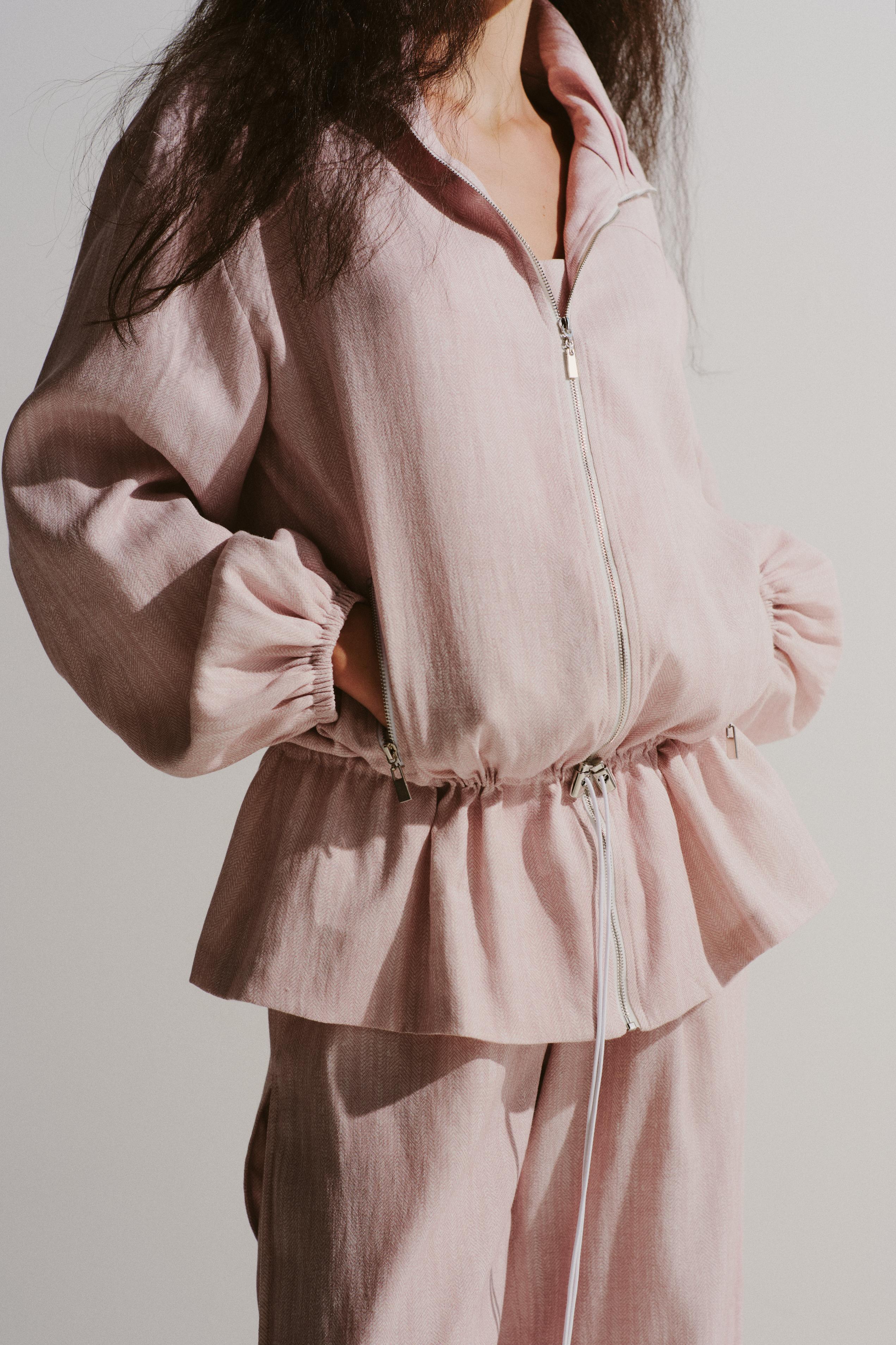 Funnel-Collar Drawstring Jacket