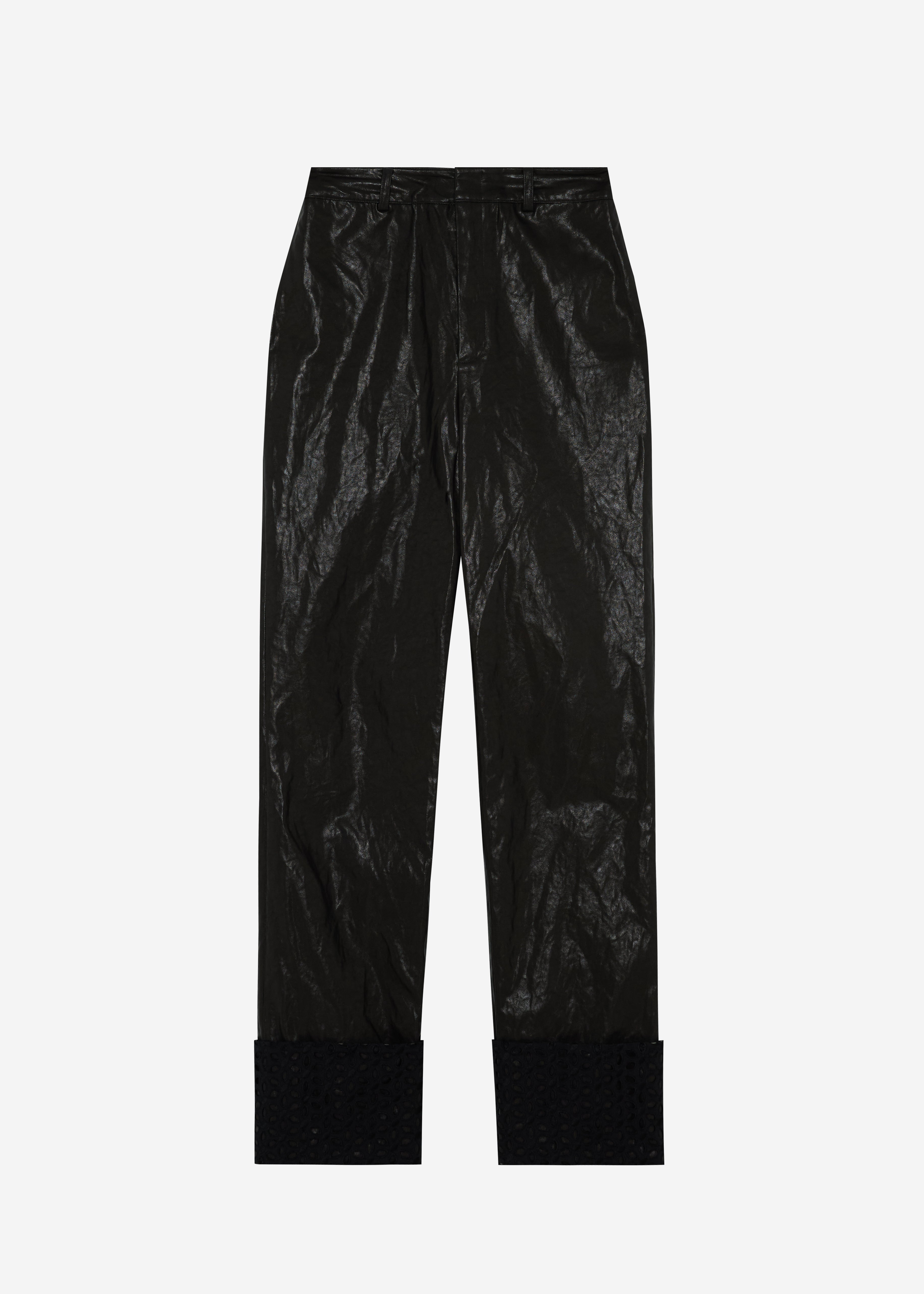 Eyelet-Trimmed Leather Trousers