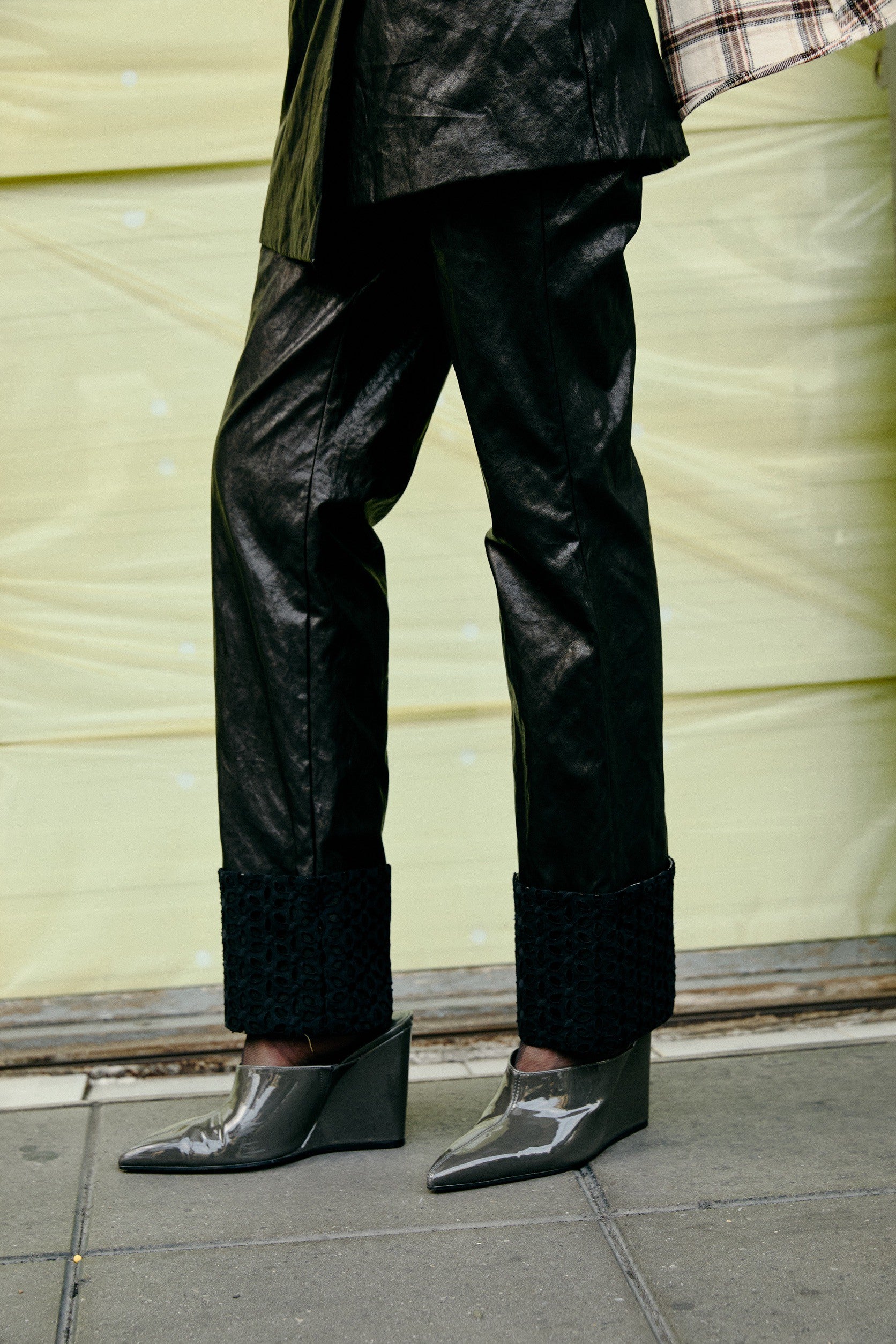 Eyelet-Trimmed Leather Trousers