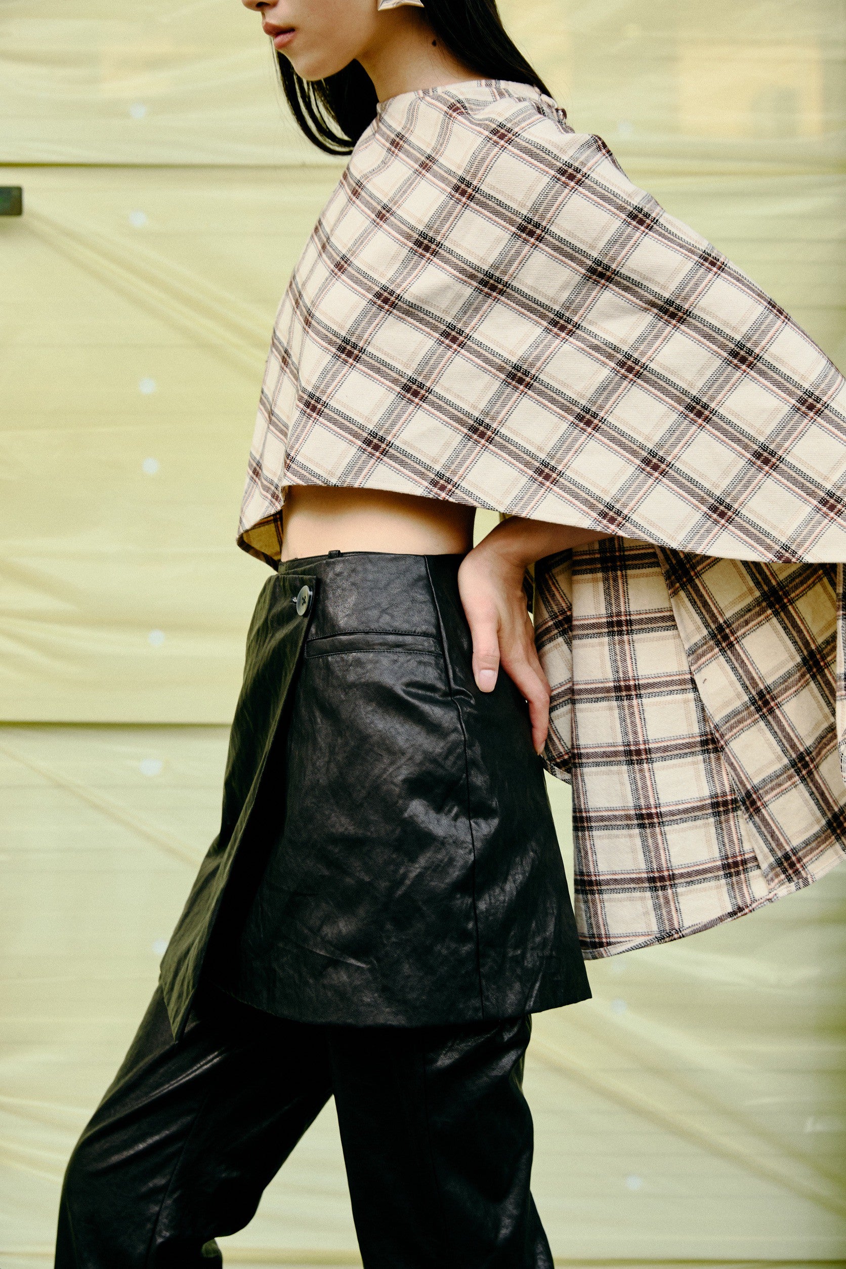 Black Leather Wrap Skirt