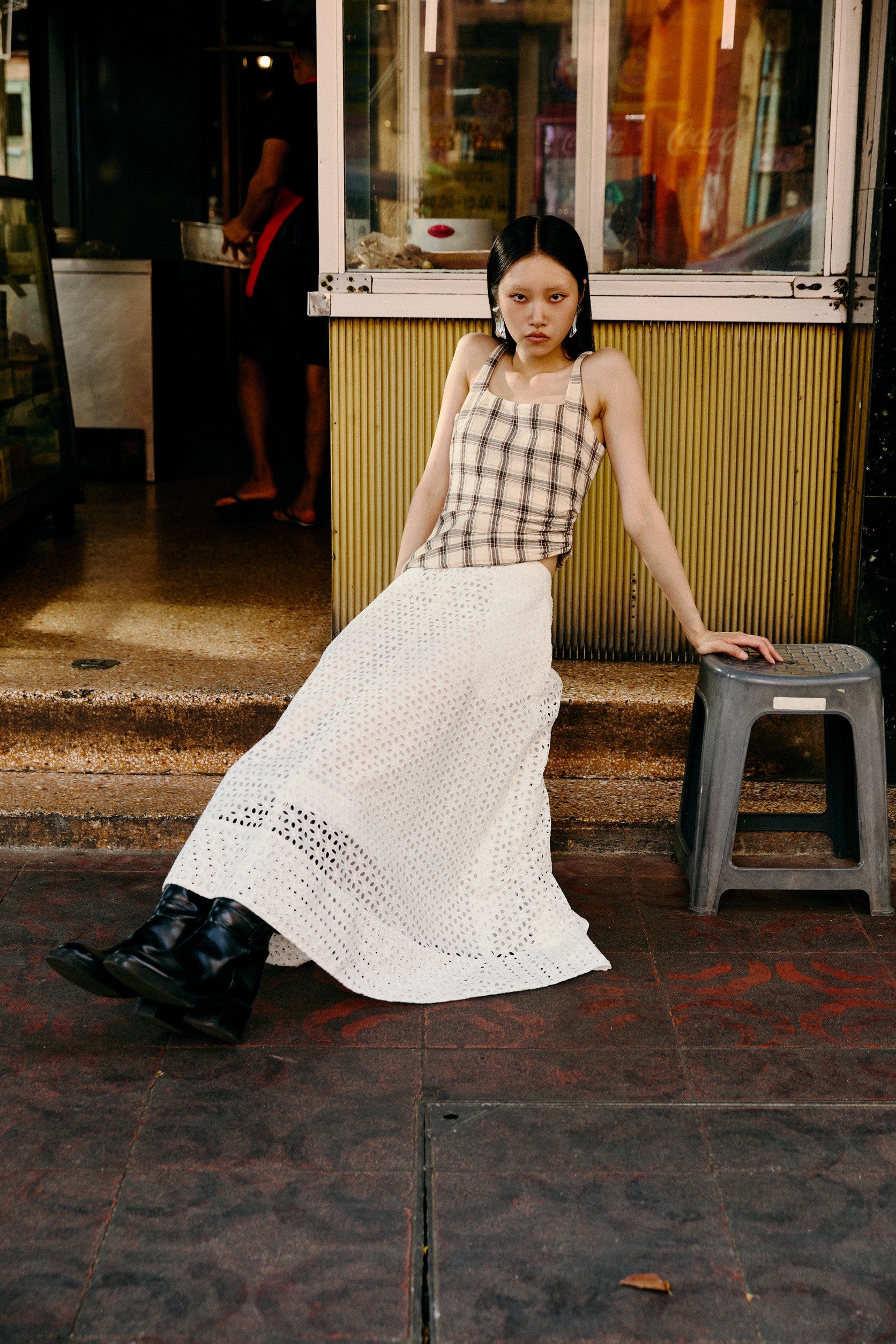 White Eyelet A-Line Skirt