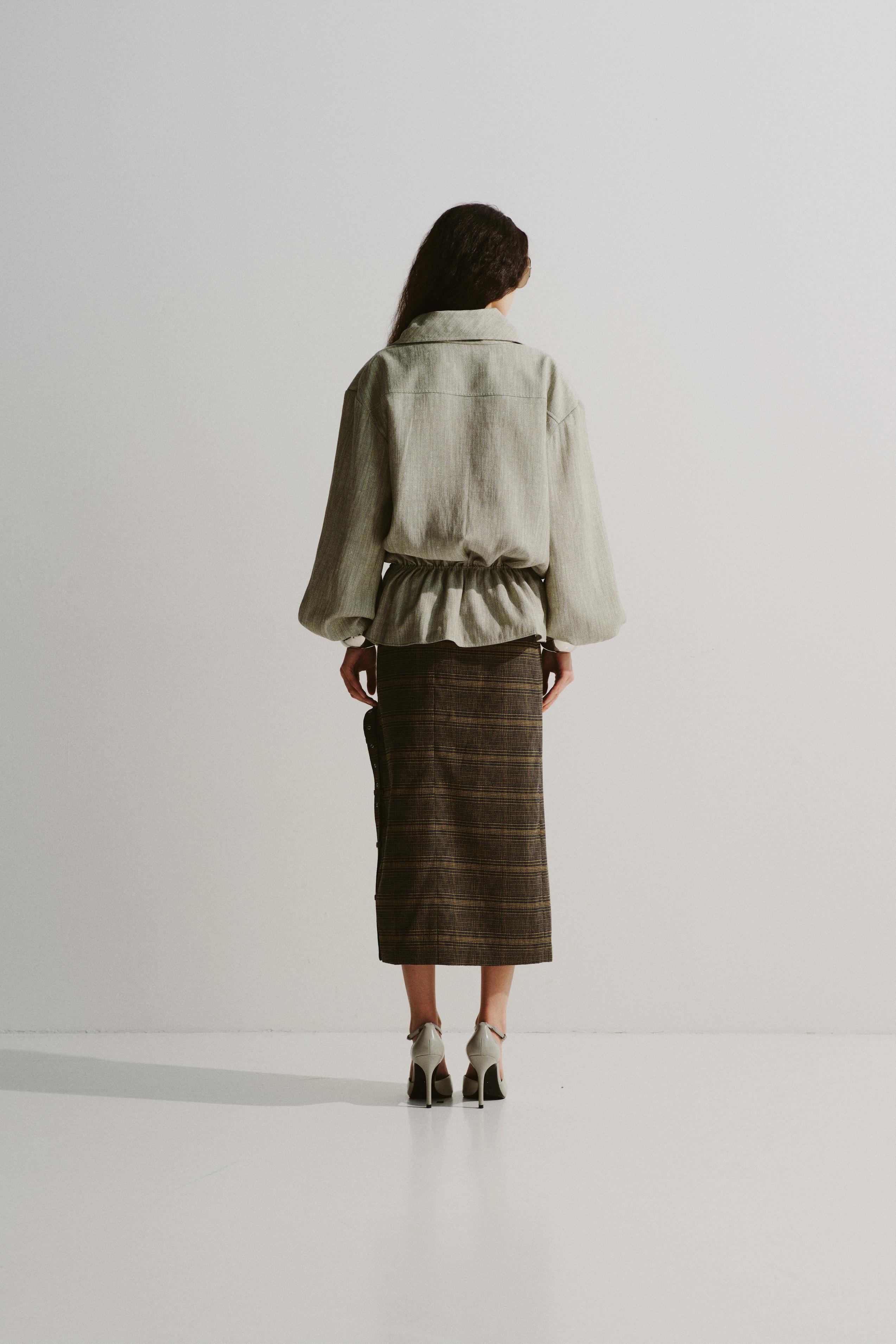 Funnel-Collar Drawstring Jacket