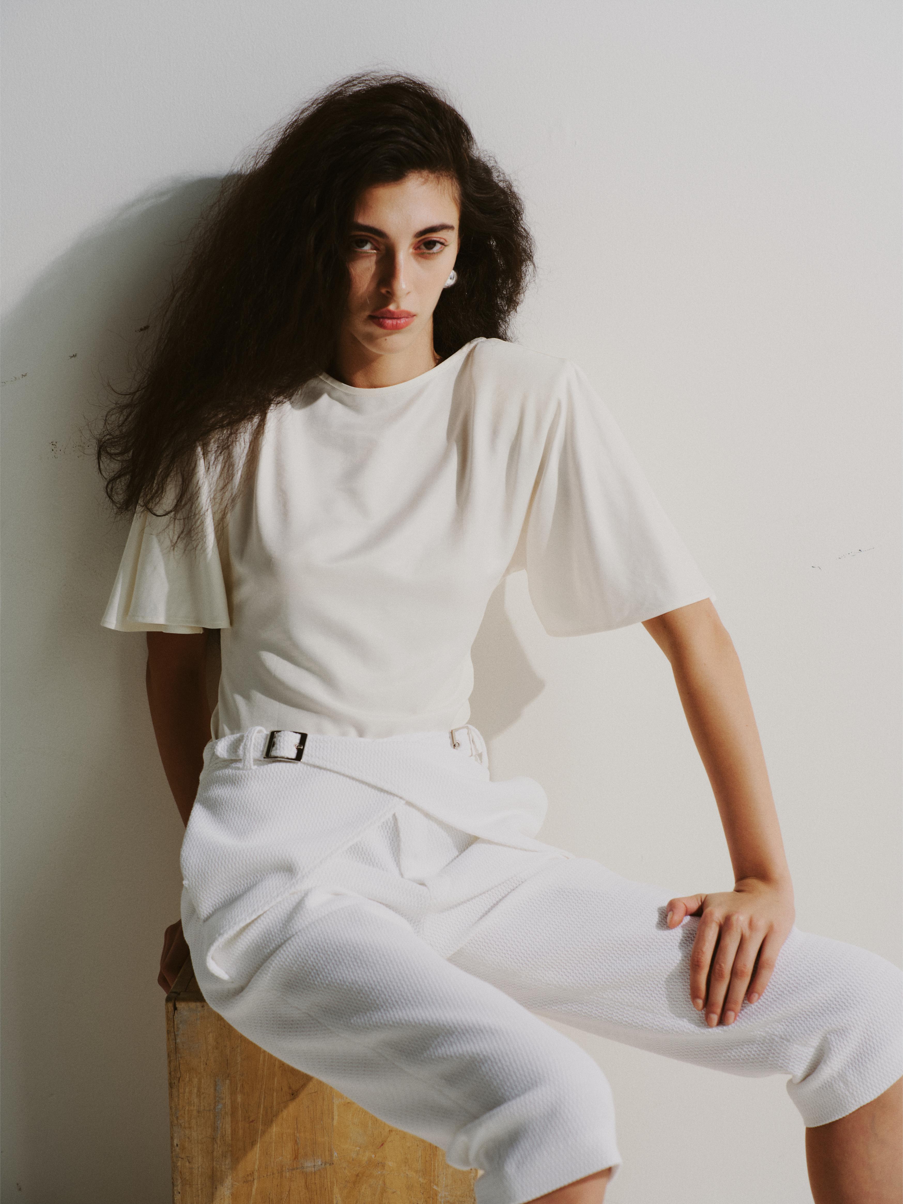 Structured Butterfly Sleeve Top
