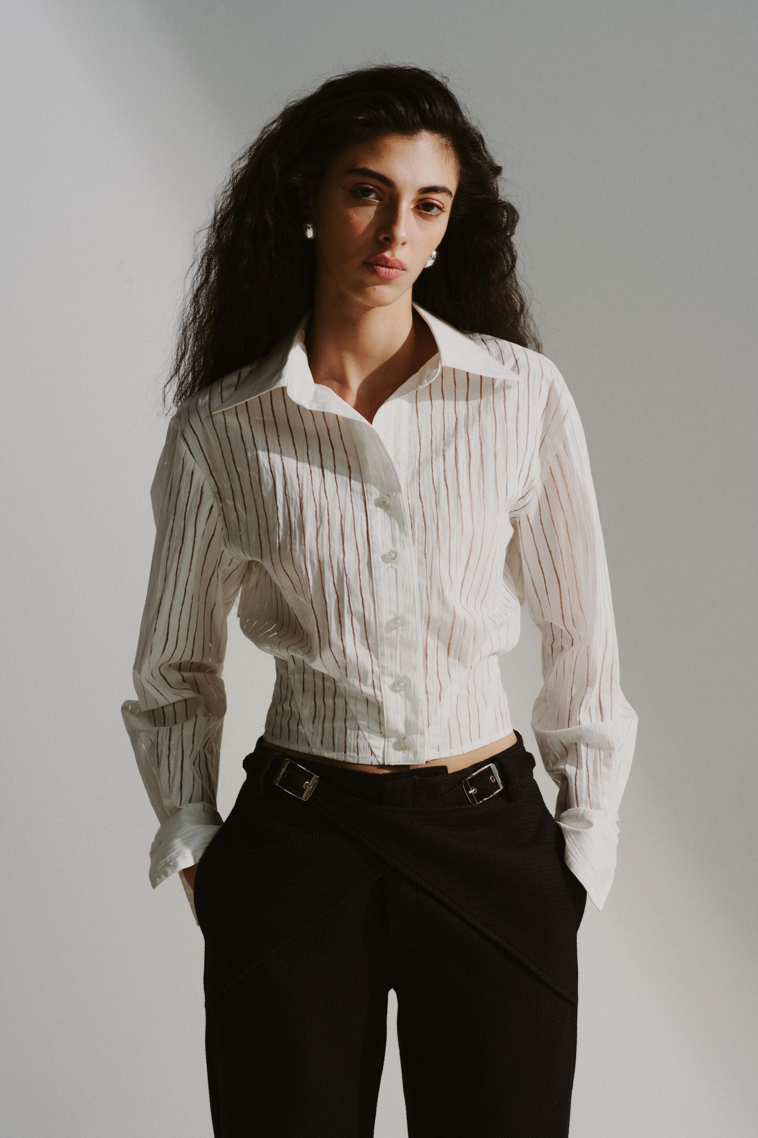 Belted Open-Back Shirt