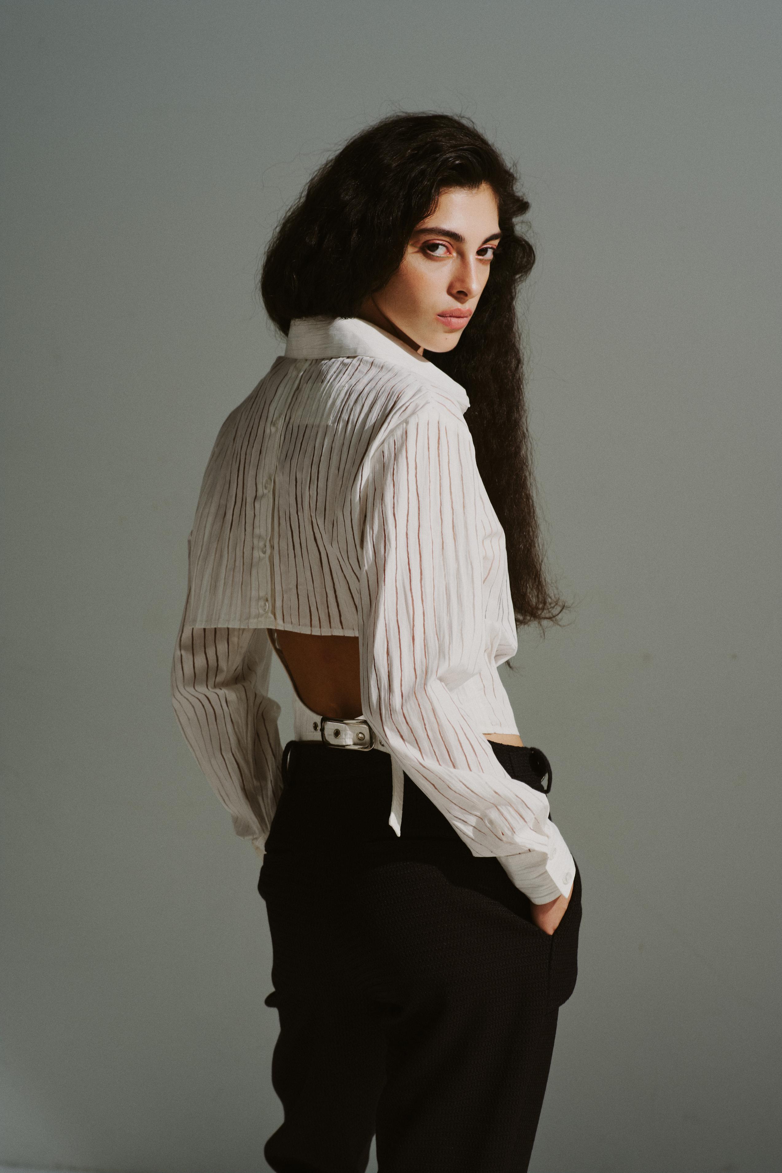Belted Open-Back Shirt