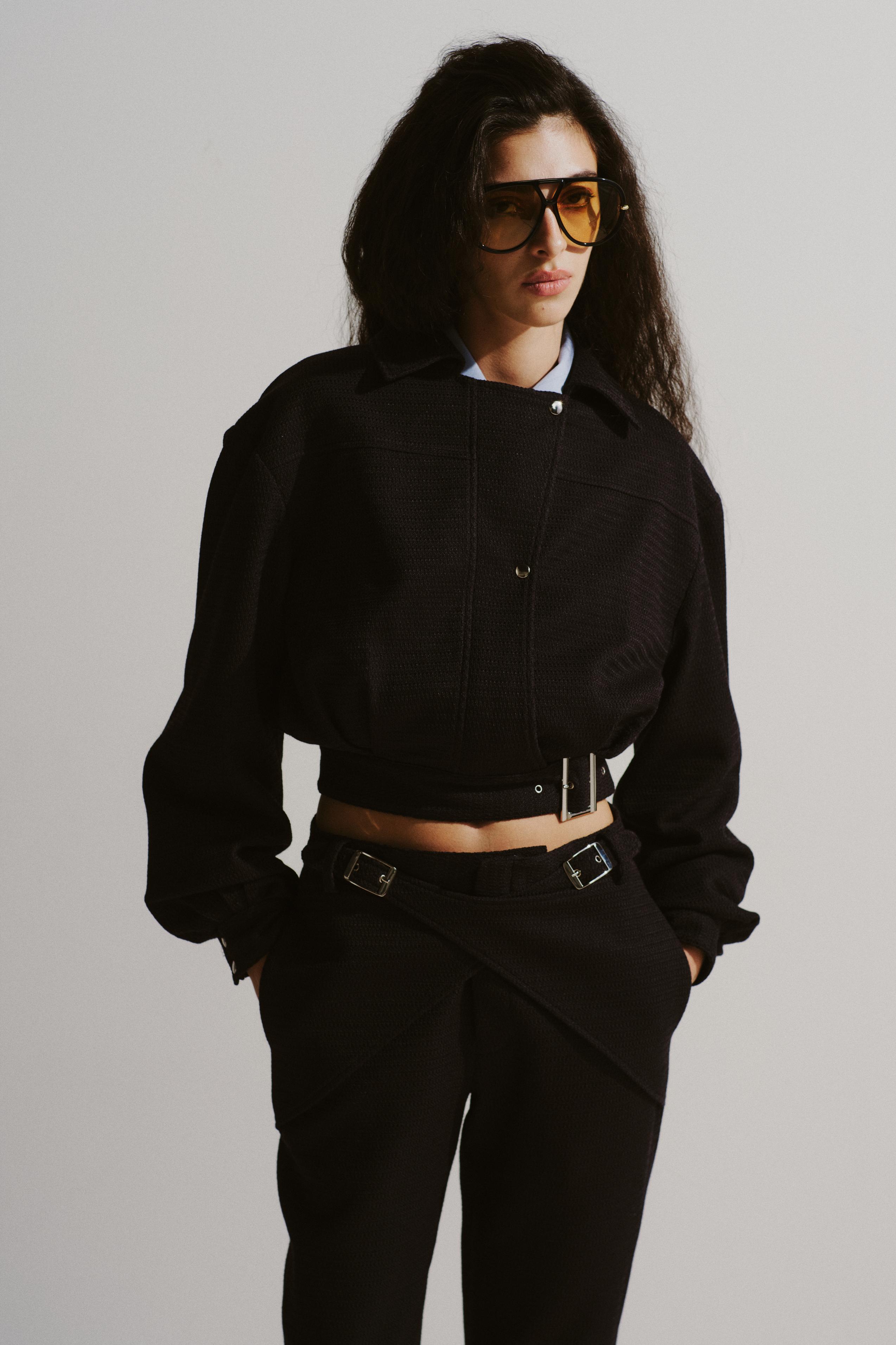 Belted Knit Cropped Jacket