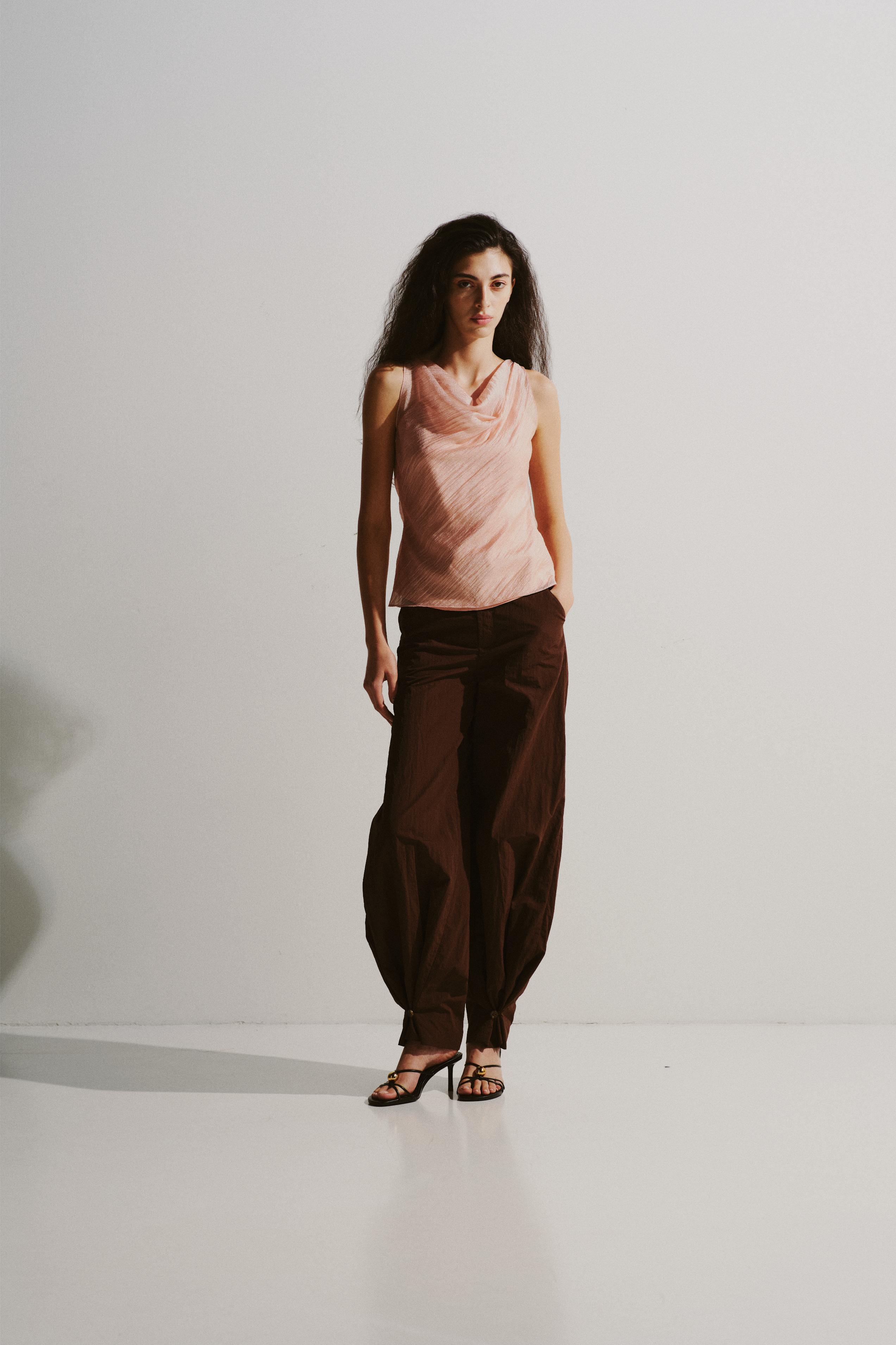Blush Draped Cowl Neck Top