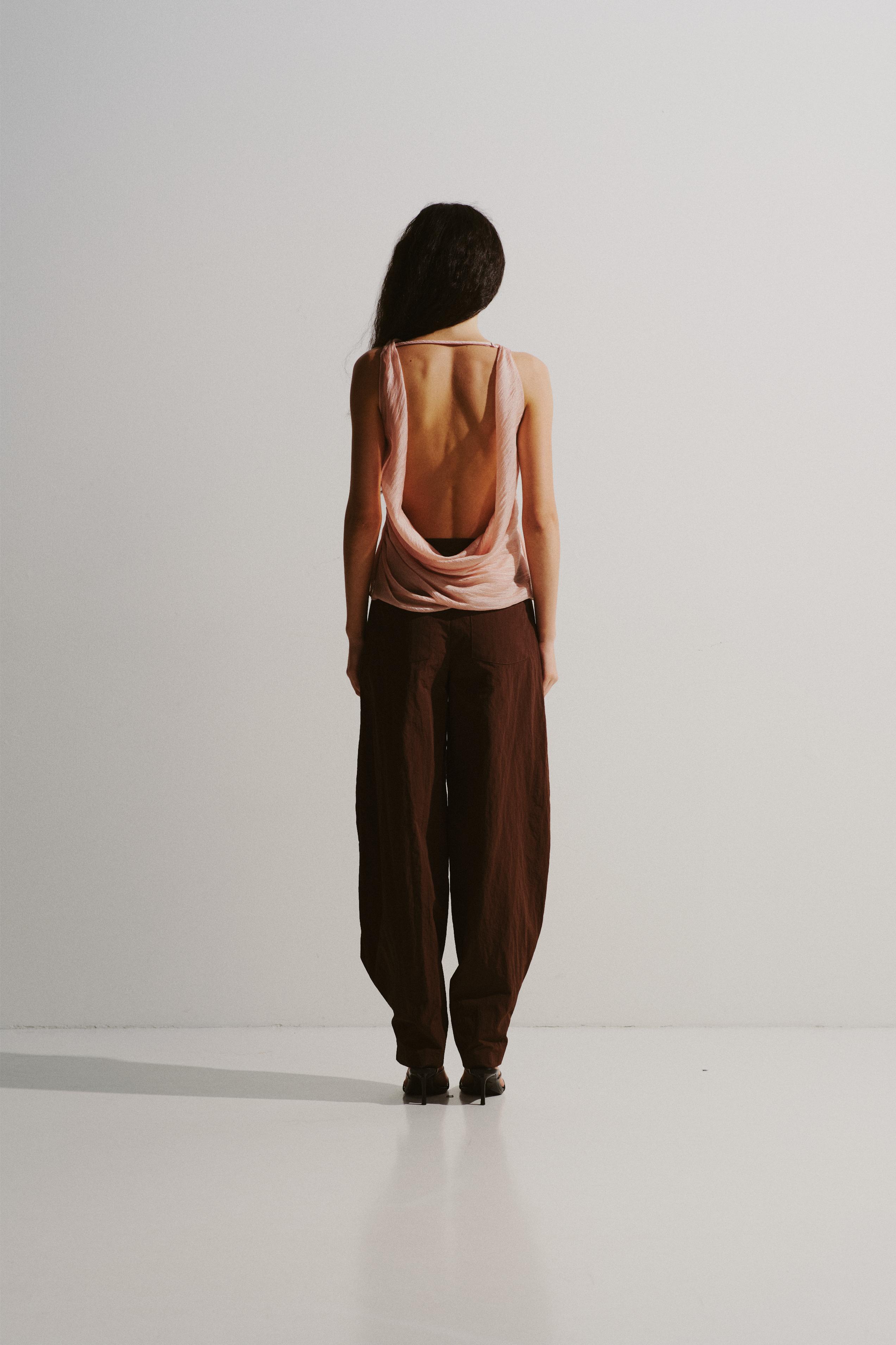 Blush Draped Cowl Neck Top
