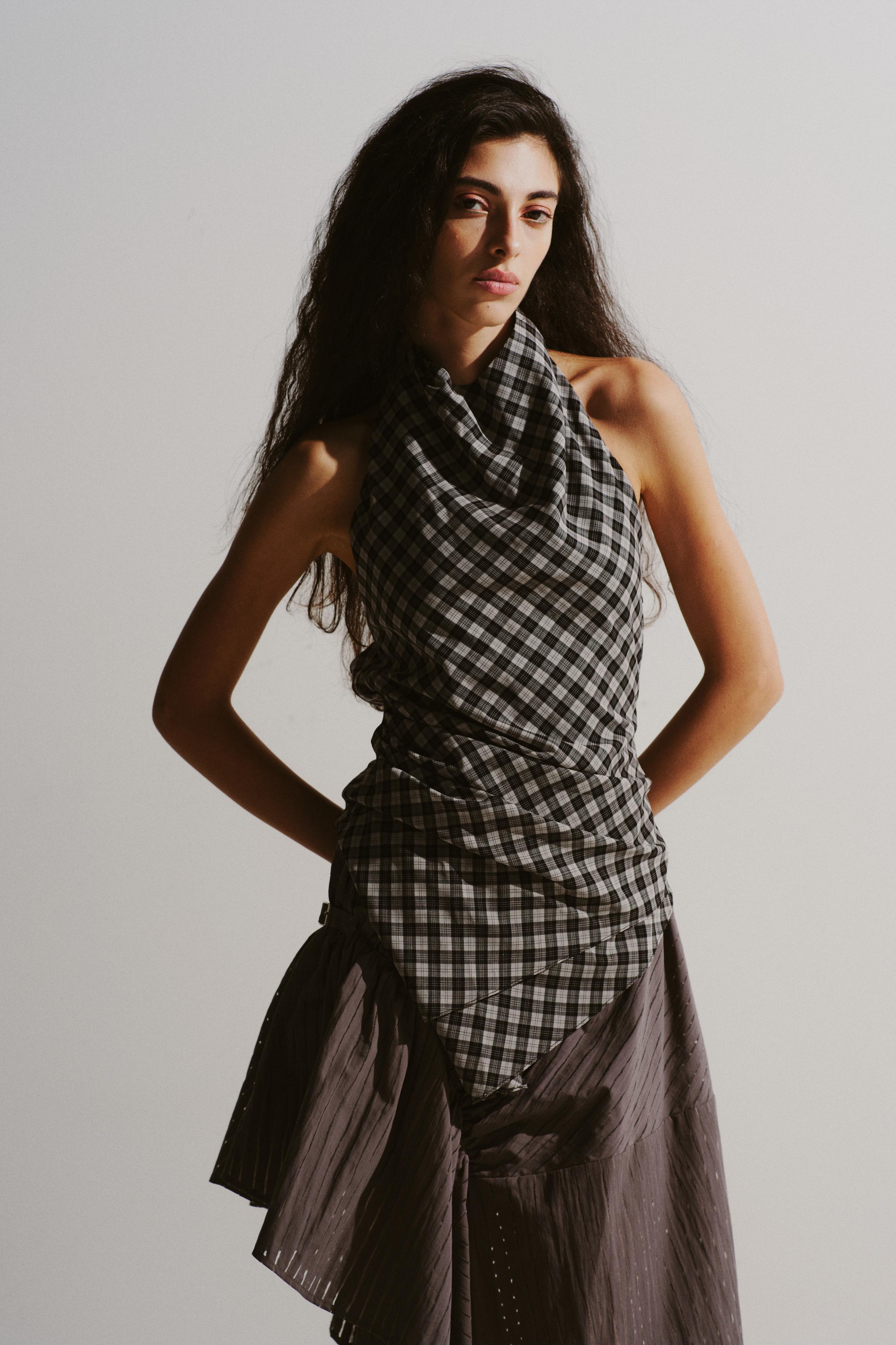 Asymmetric Pinstripe Skirt
