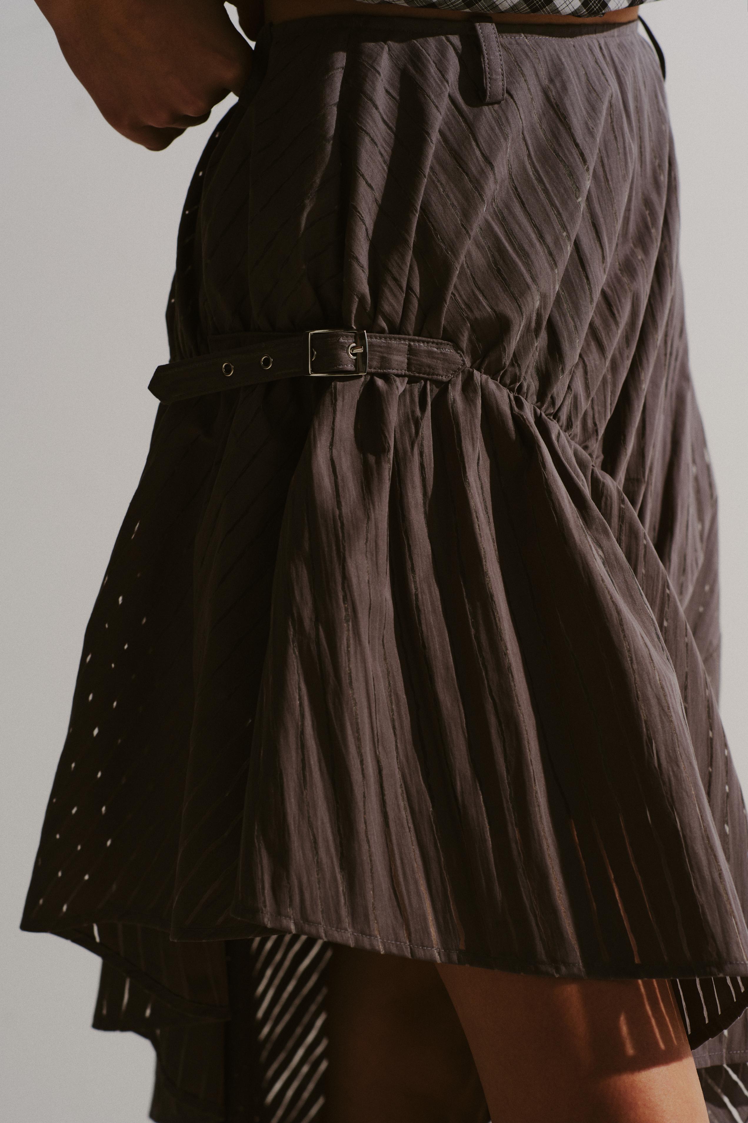 Asymmetric Pinstripe Skirt