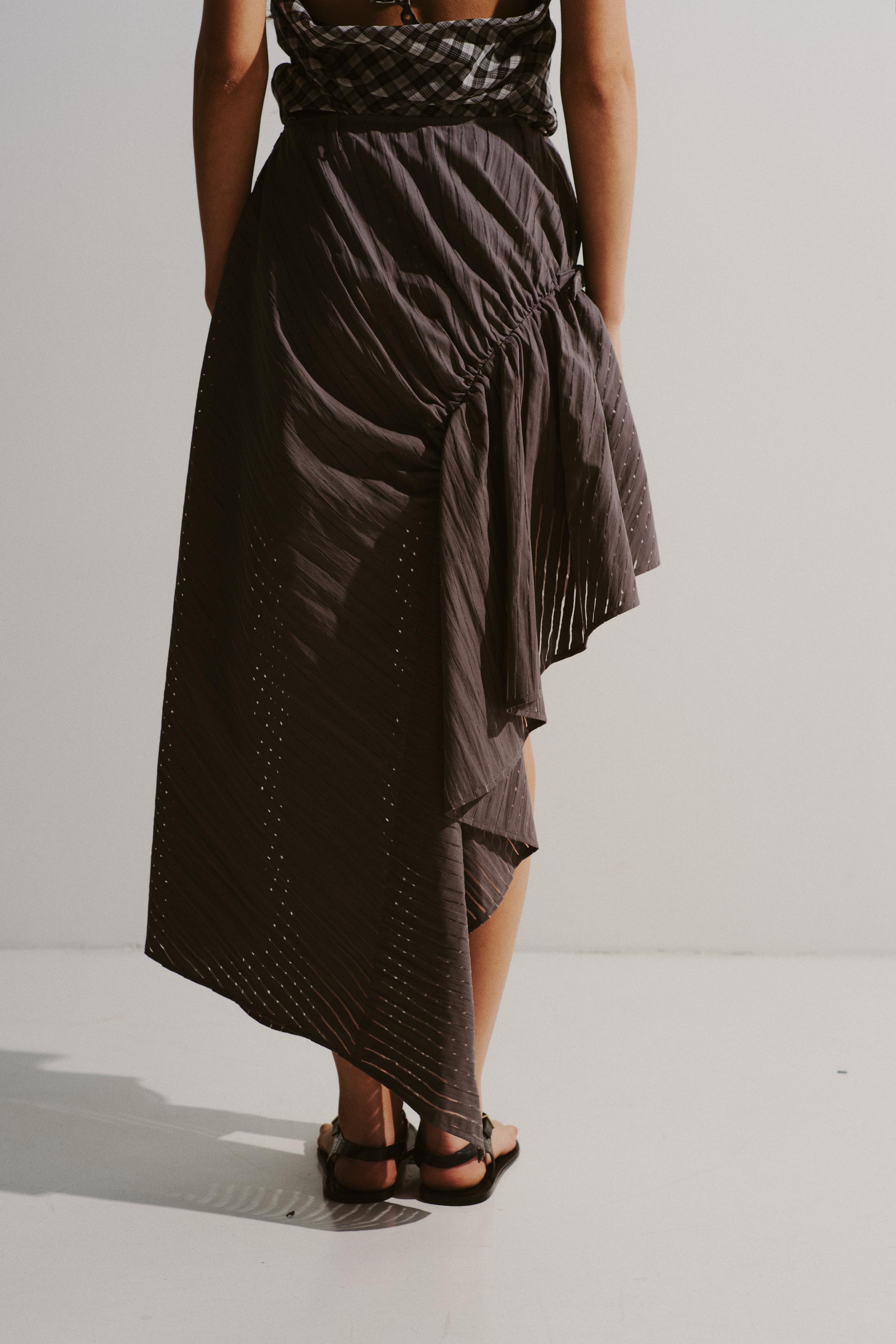 Asymmetric Pinstripe Skirt
