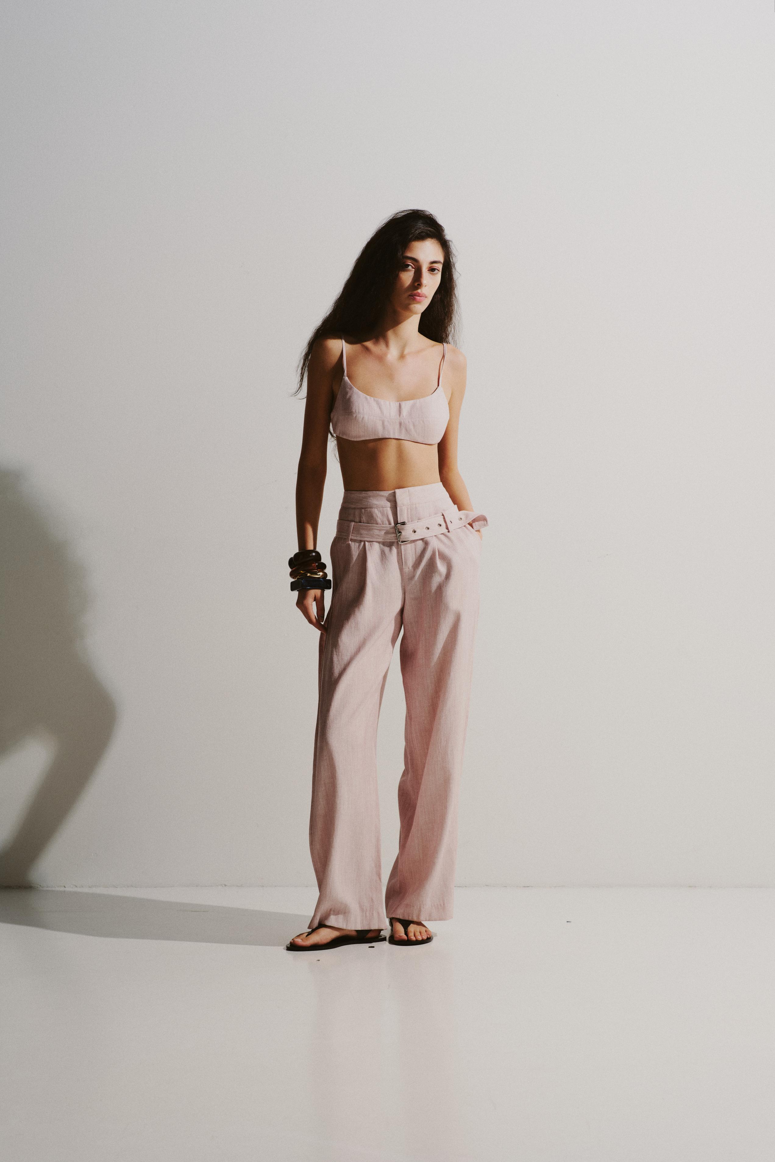 Hip-Belt Linen Trousers