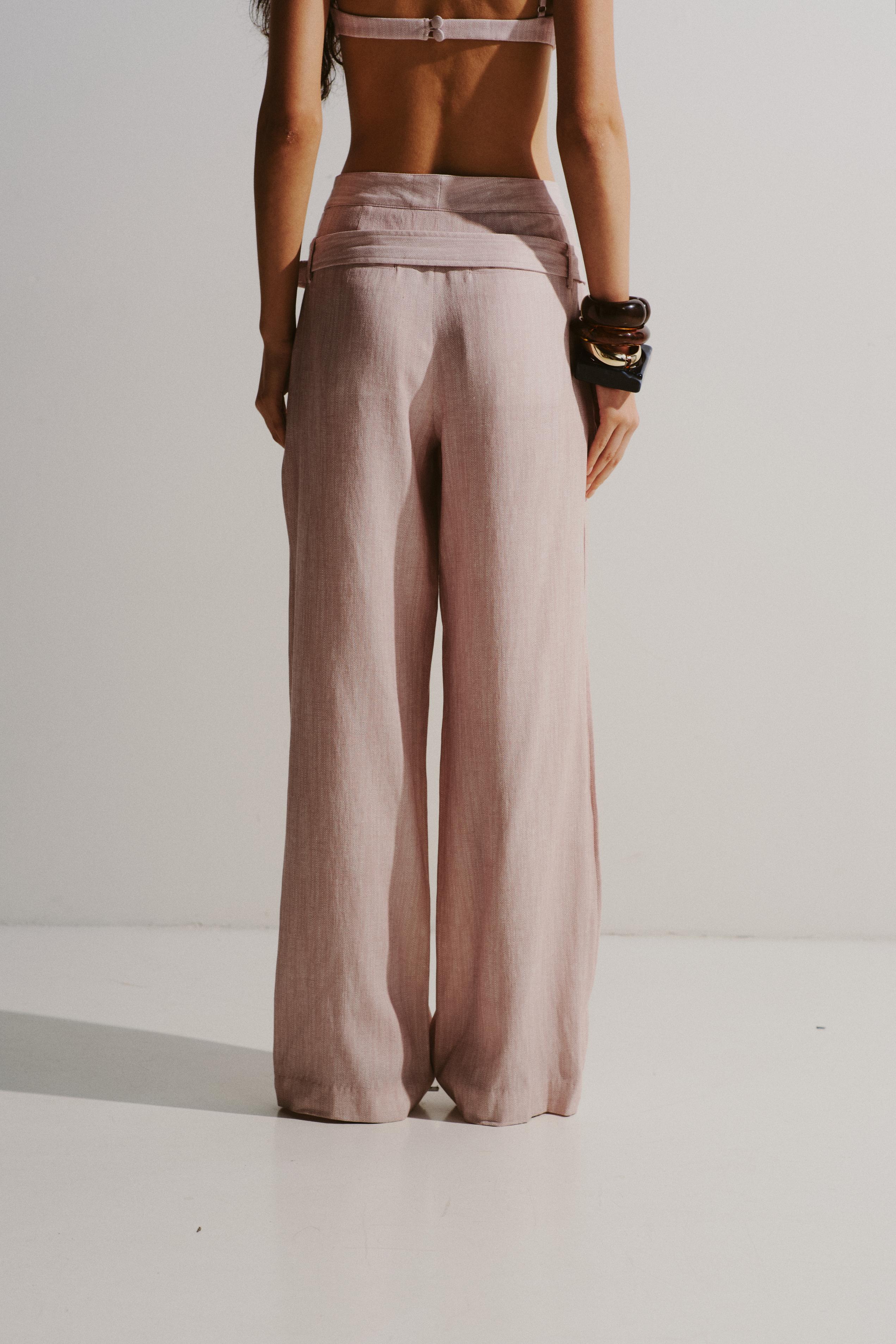 Hip-Belt Linen Trousers