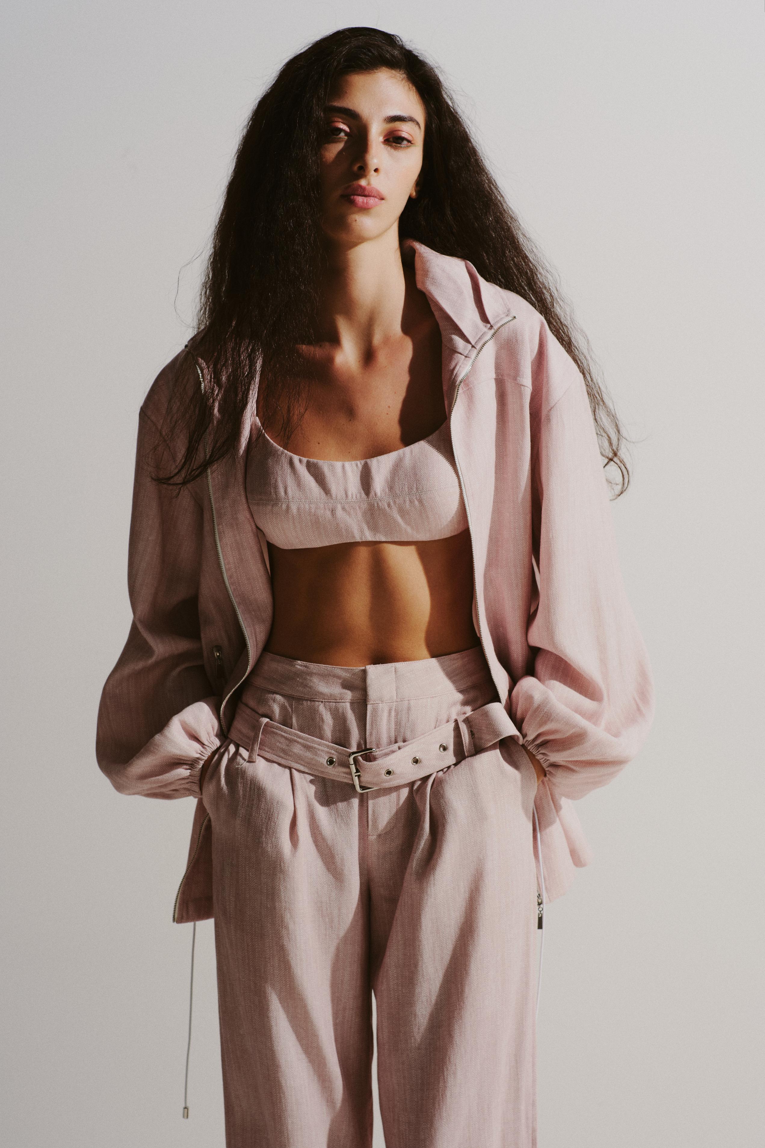 Funnel-Collar Drawstring Jacket
