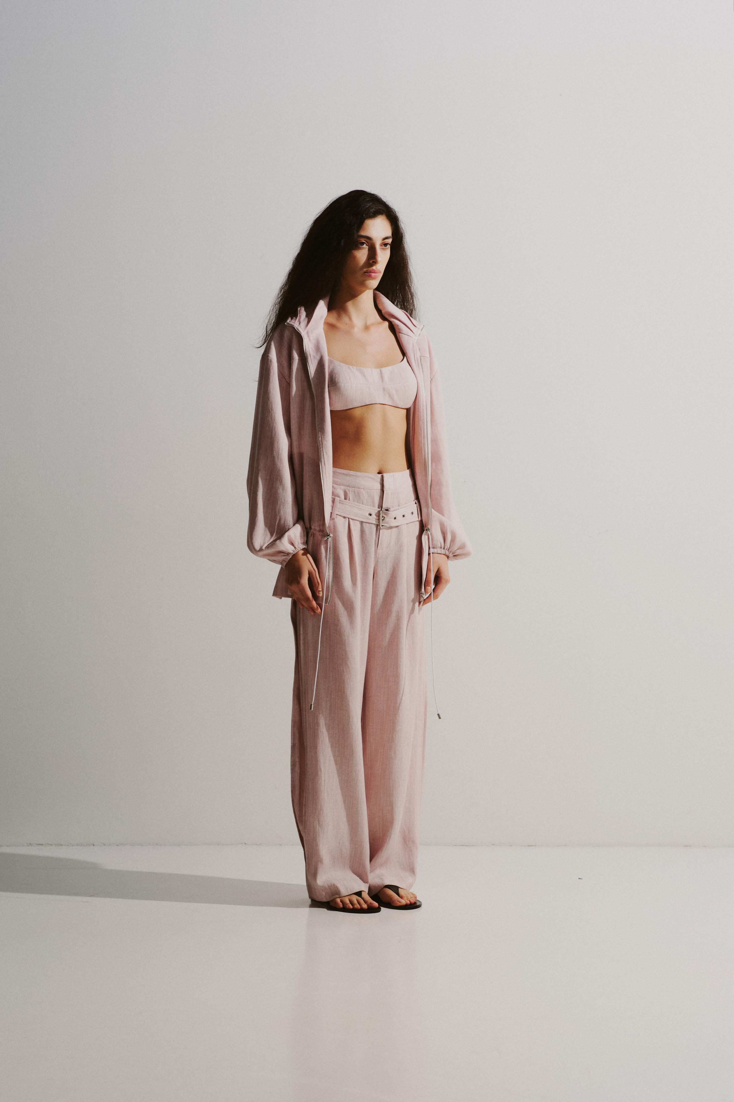 Funnel-Collar Drawstring Jacket