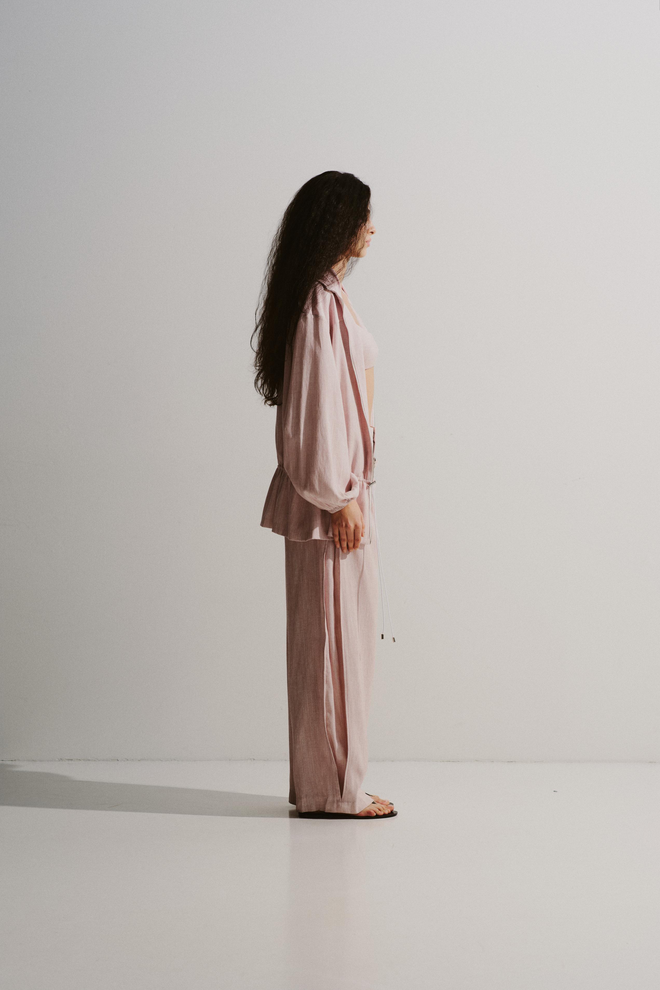 Funnel-Collar Drawstring Jacket
